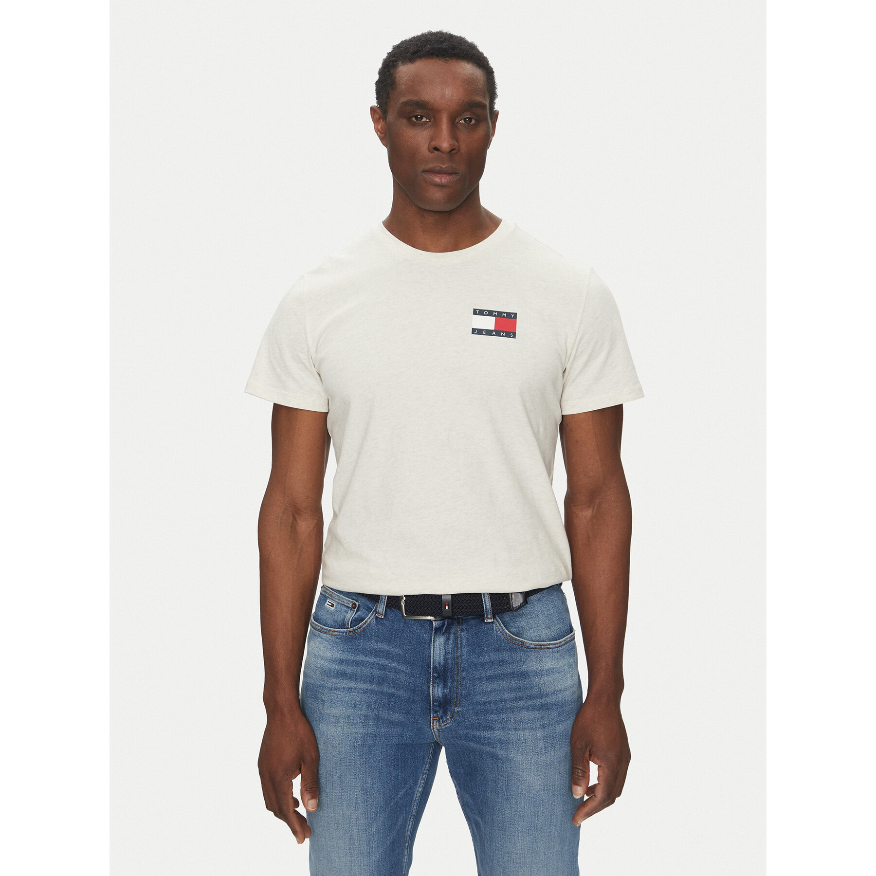Tommy Jeans T-shirt Essential DM0DM20740 Krem Slim Fit