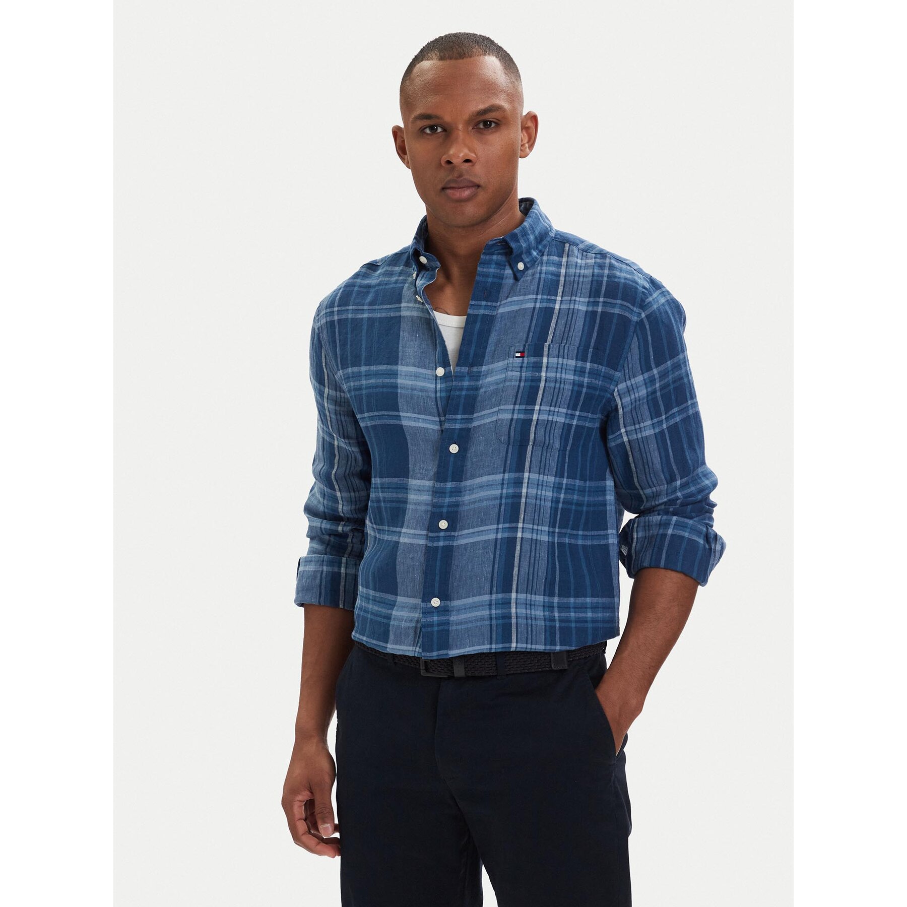 Tommy Hilfiger Hemd Madras Check MW0MW42399 Blau Regular Fit