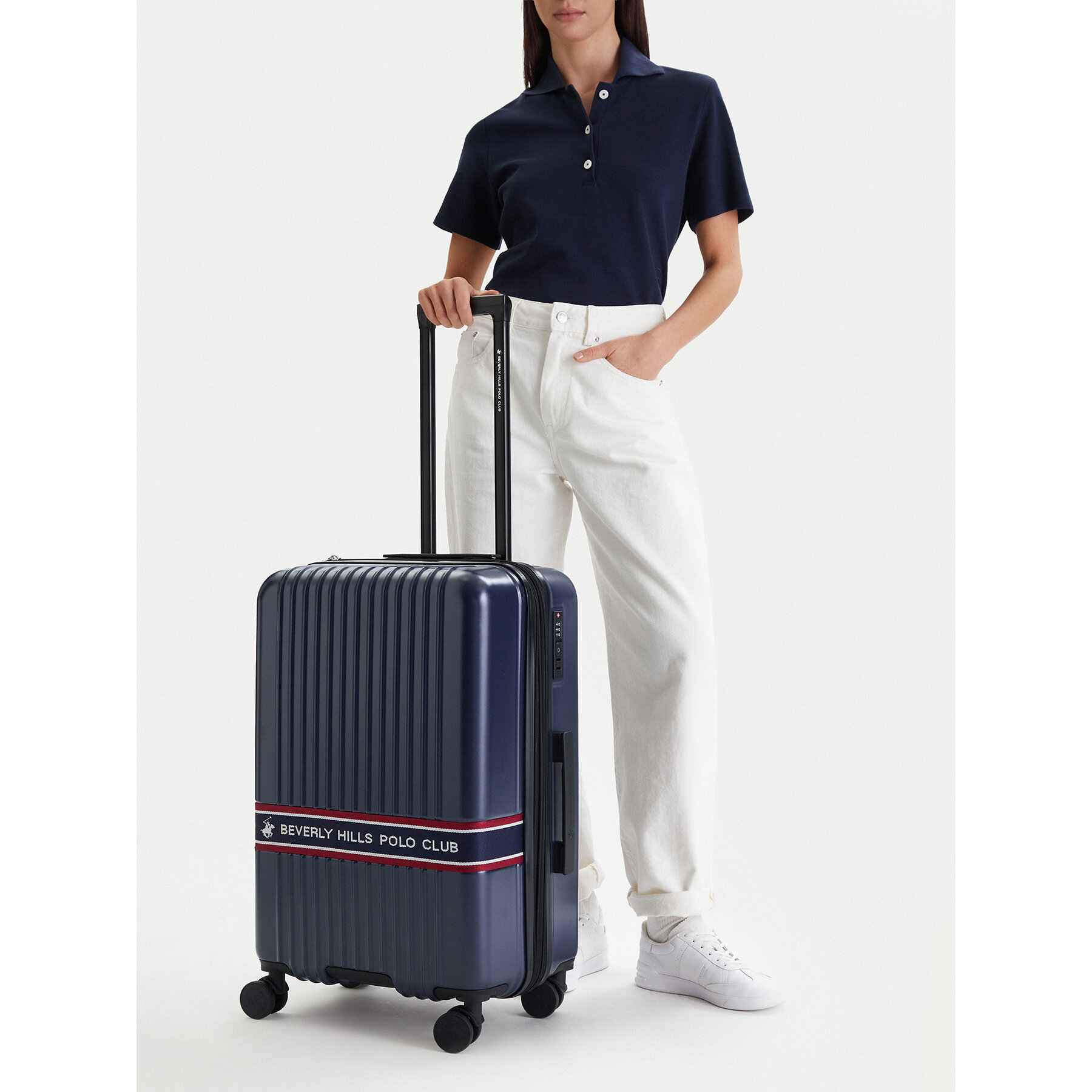 Valiză medie Beverly Hills Polo Club CEO-BHPC-M-006-08-NAVY Bleumarin