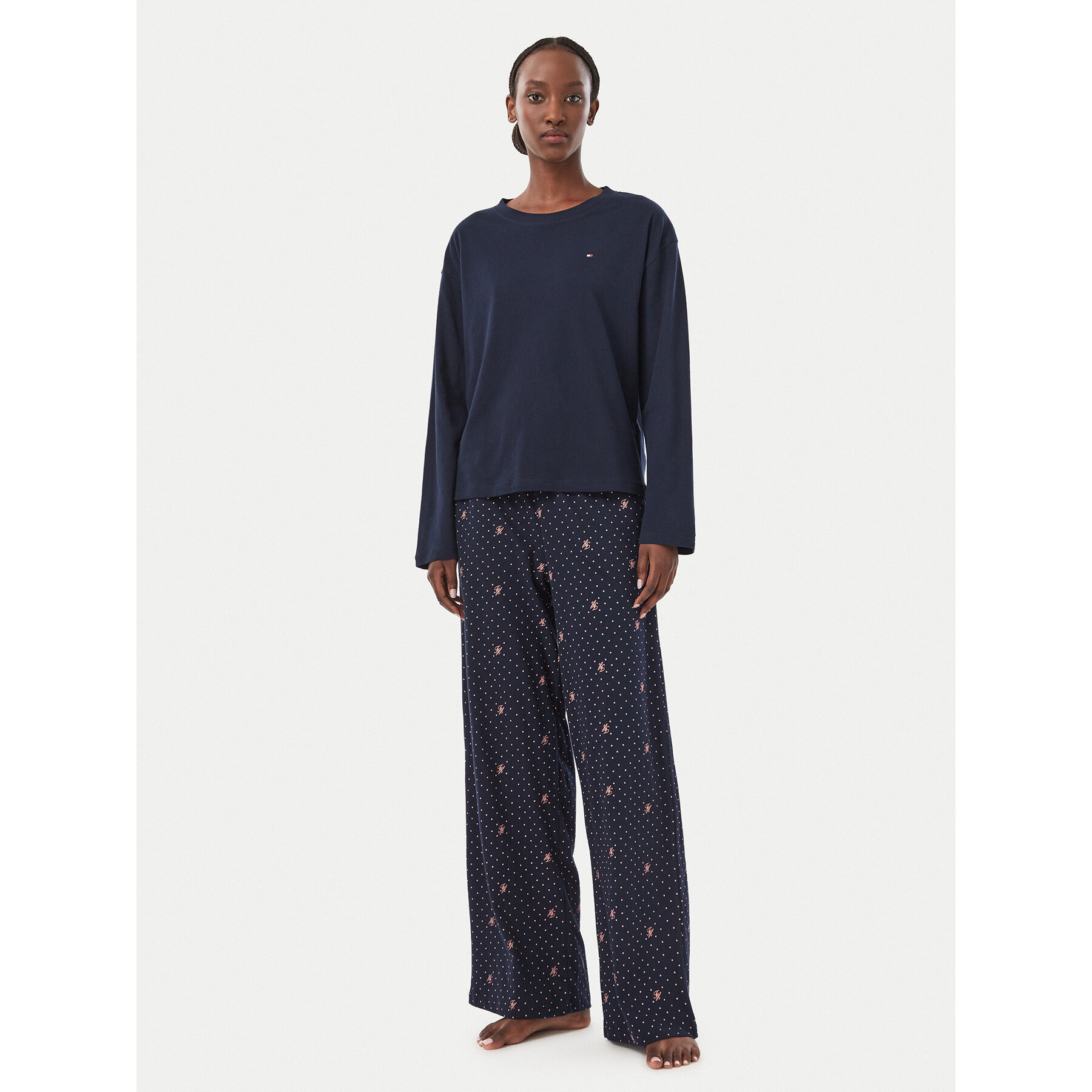Tommy Hilfiger Pyjama UW0UW06600 Dunkelblau Regular Fit