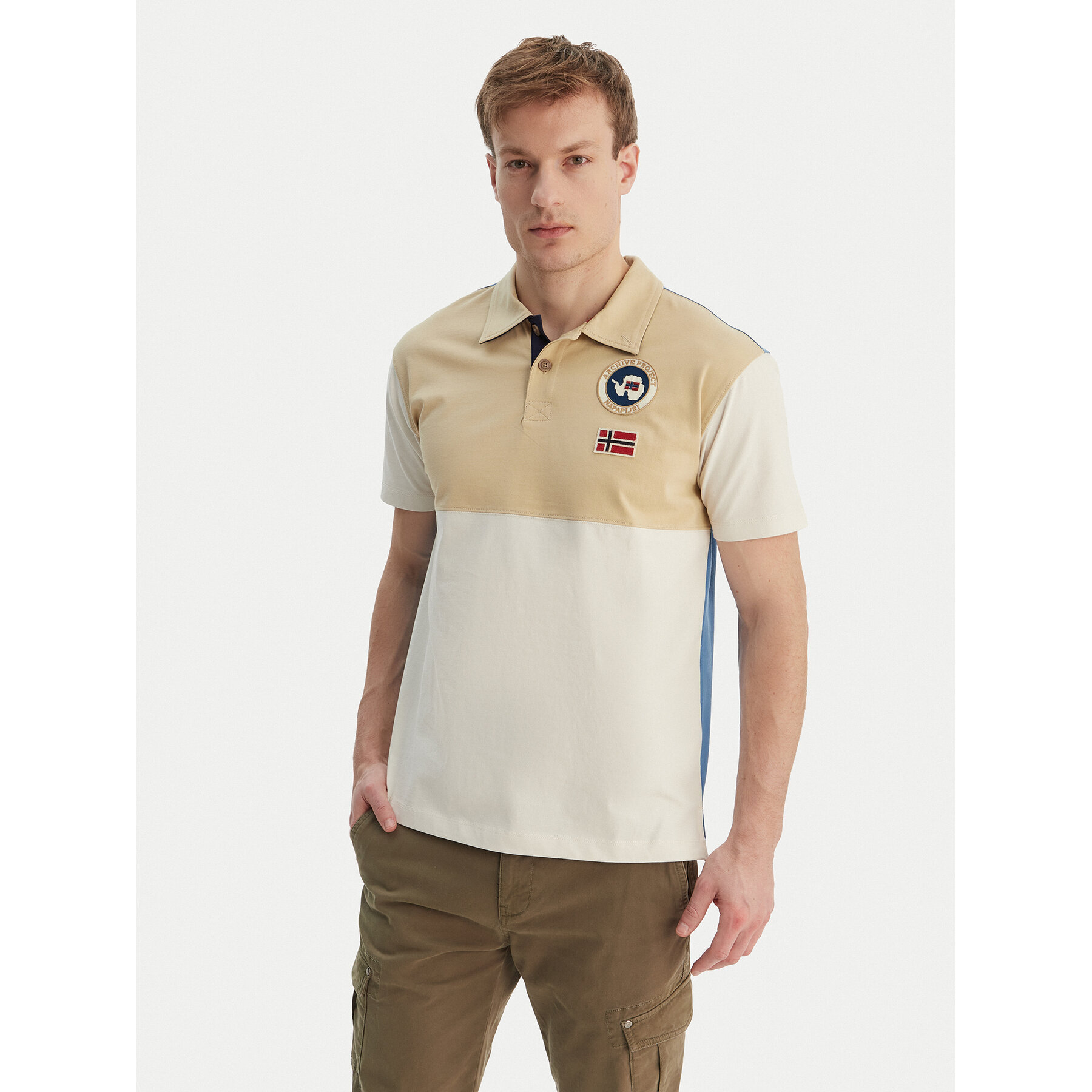 Napapijri Poloshirt E-Reflect NP0A4H4B Écru Relaxed Fit