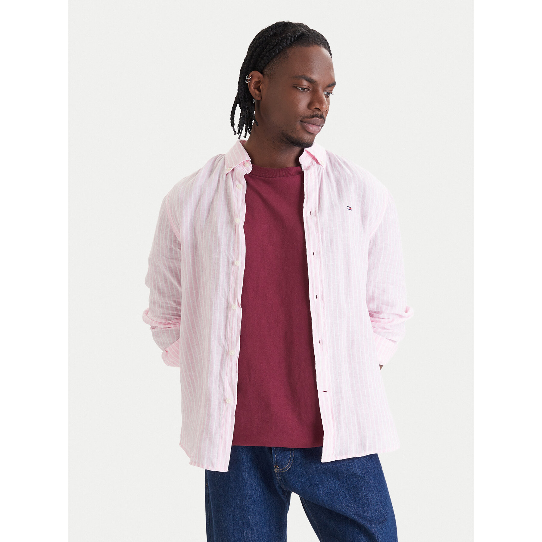 Tommy Hilfiger Hemd Bengal MW0MW42400 Rosa Regular Fit