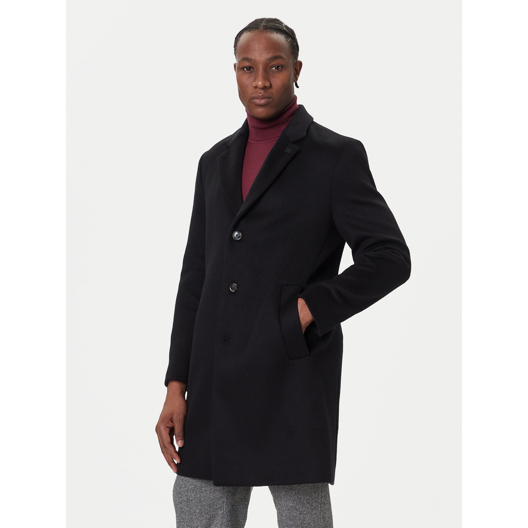 Tommy Hilfiger Wollmantel MW0MW40768 Schwarz Regular Fit