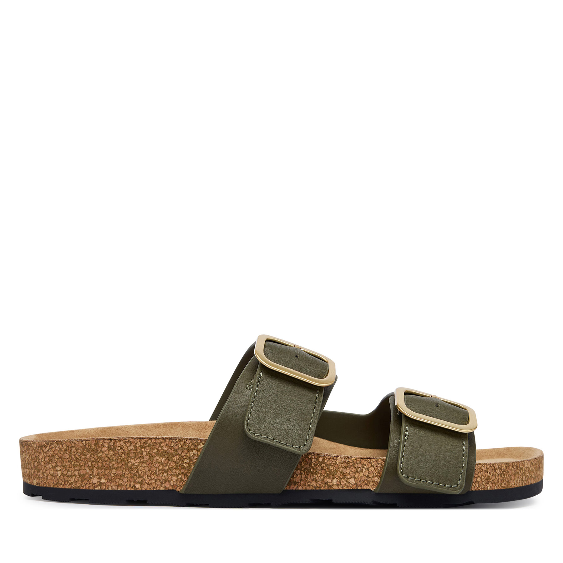 Şlapi Tommy Hilfiger Leather Double Strap Cork Sandals FW0FW09118 Verde