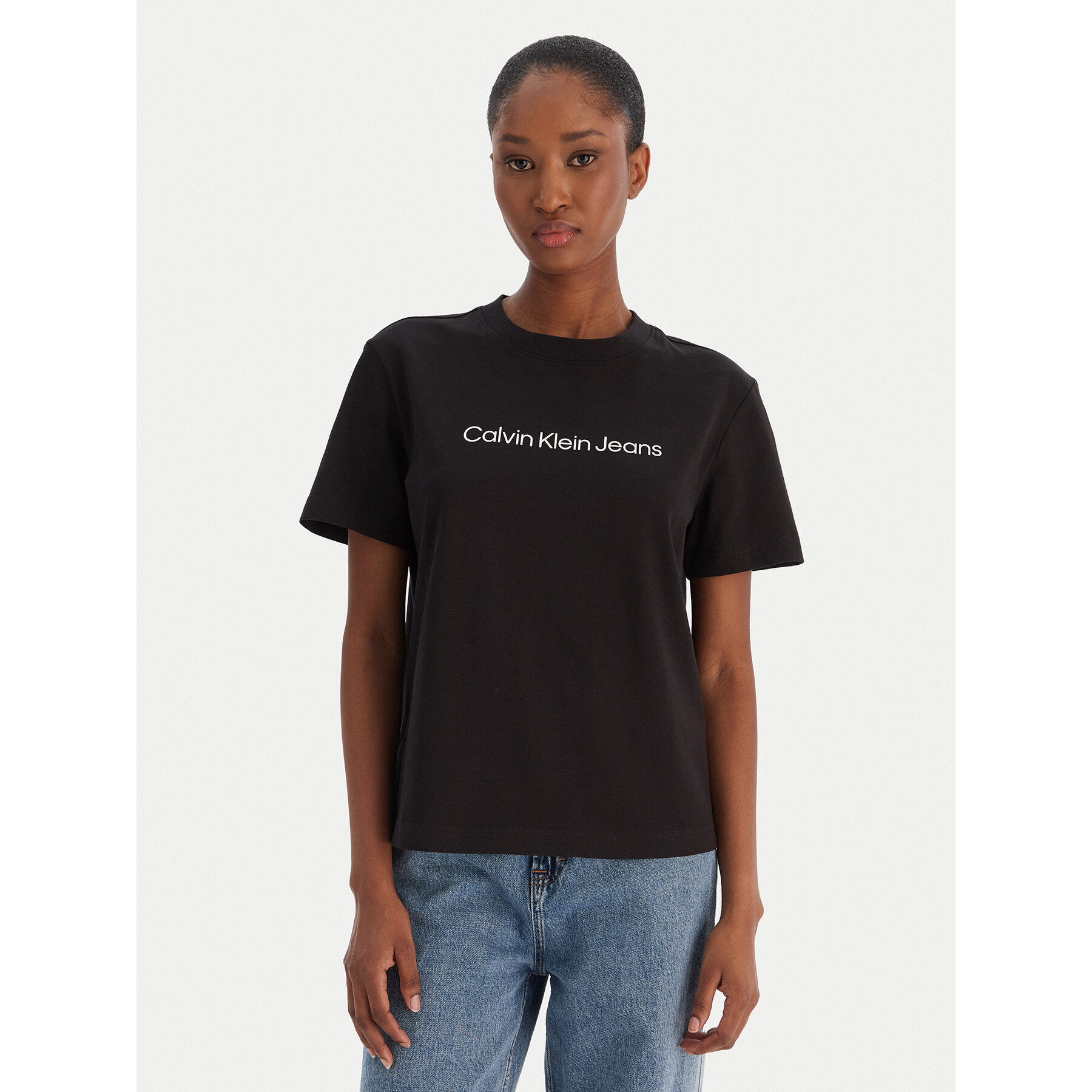Calvin Klein Jeans T-shirt A- Inst. Logo Classic LV047C912G Crna Regular Fit