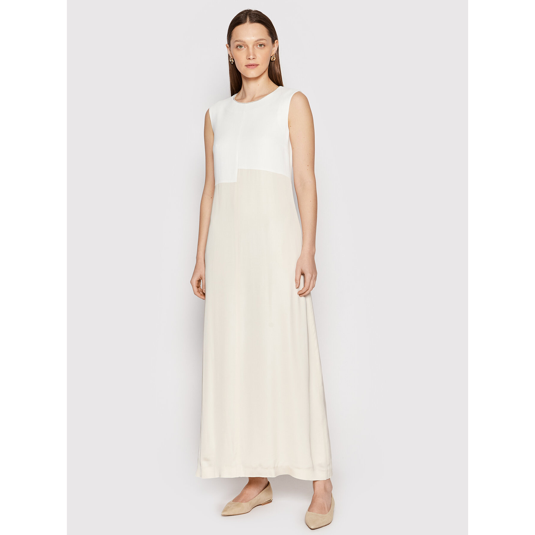 Peserico Sommerkleid E02951 Beige Relaxed Fit