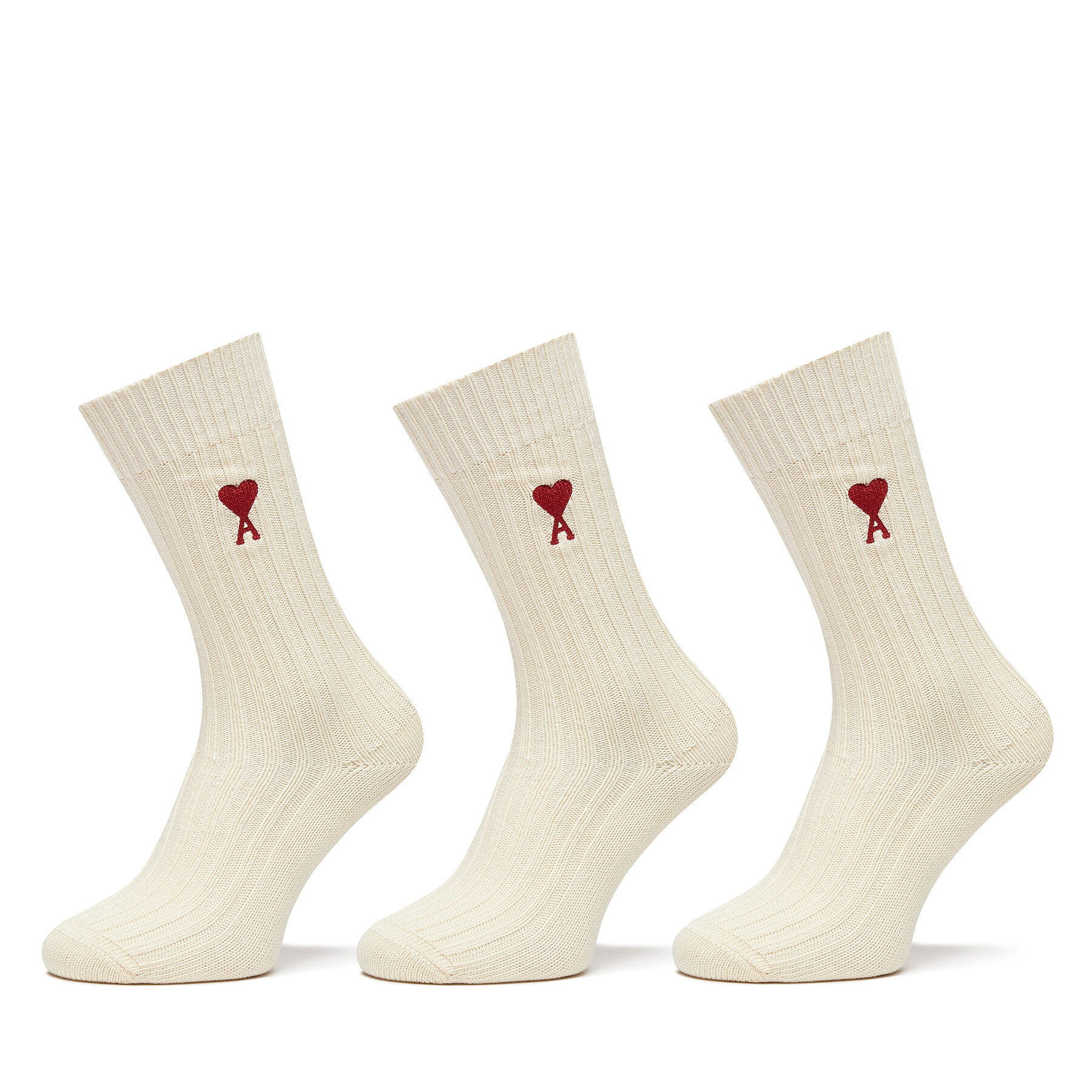 Calcetines altos unisex AMI PARIS USC003.379 Écru
