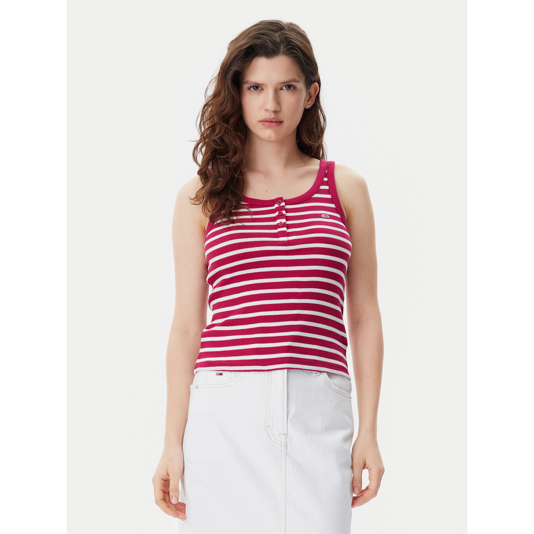 Tommy Jeans Felső DW0DW19492 Piros Slim Fit