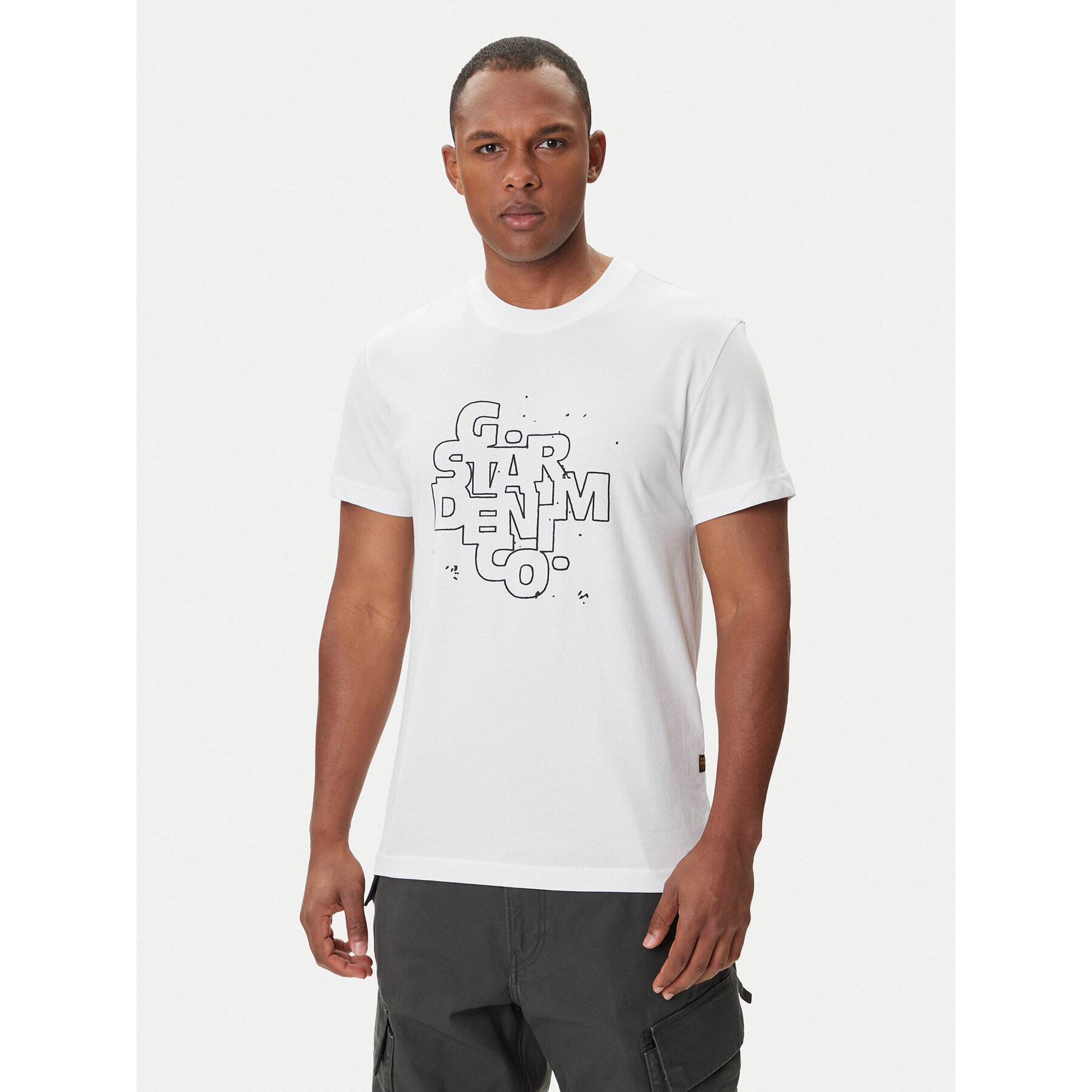 G-Star Raw T-Shirt HD Print D26824-D975 Weiß Regular Fit