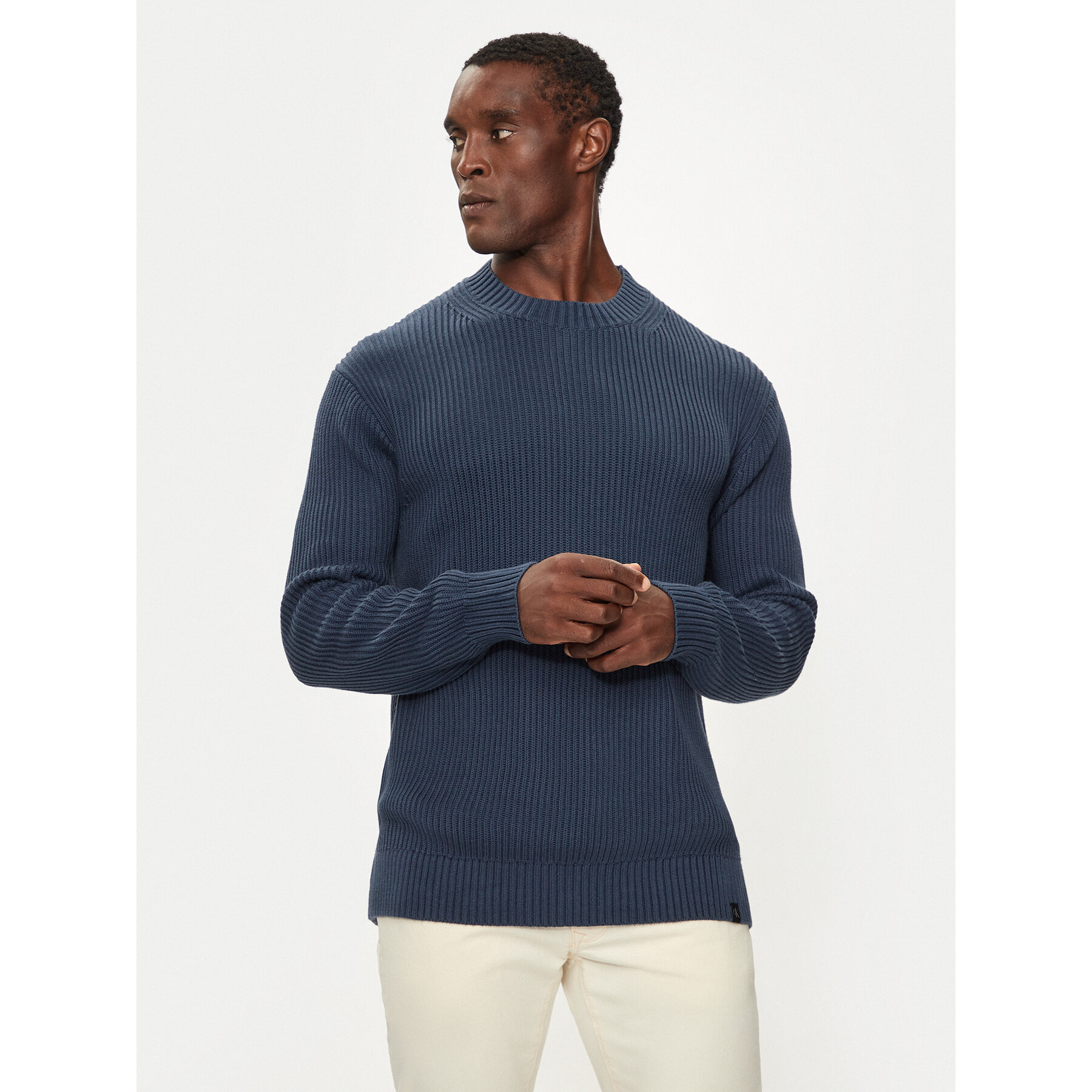 Calvin Klein Jeans Pullover Linear J30J326888 Dunkelblau Relaxed Fit
