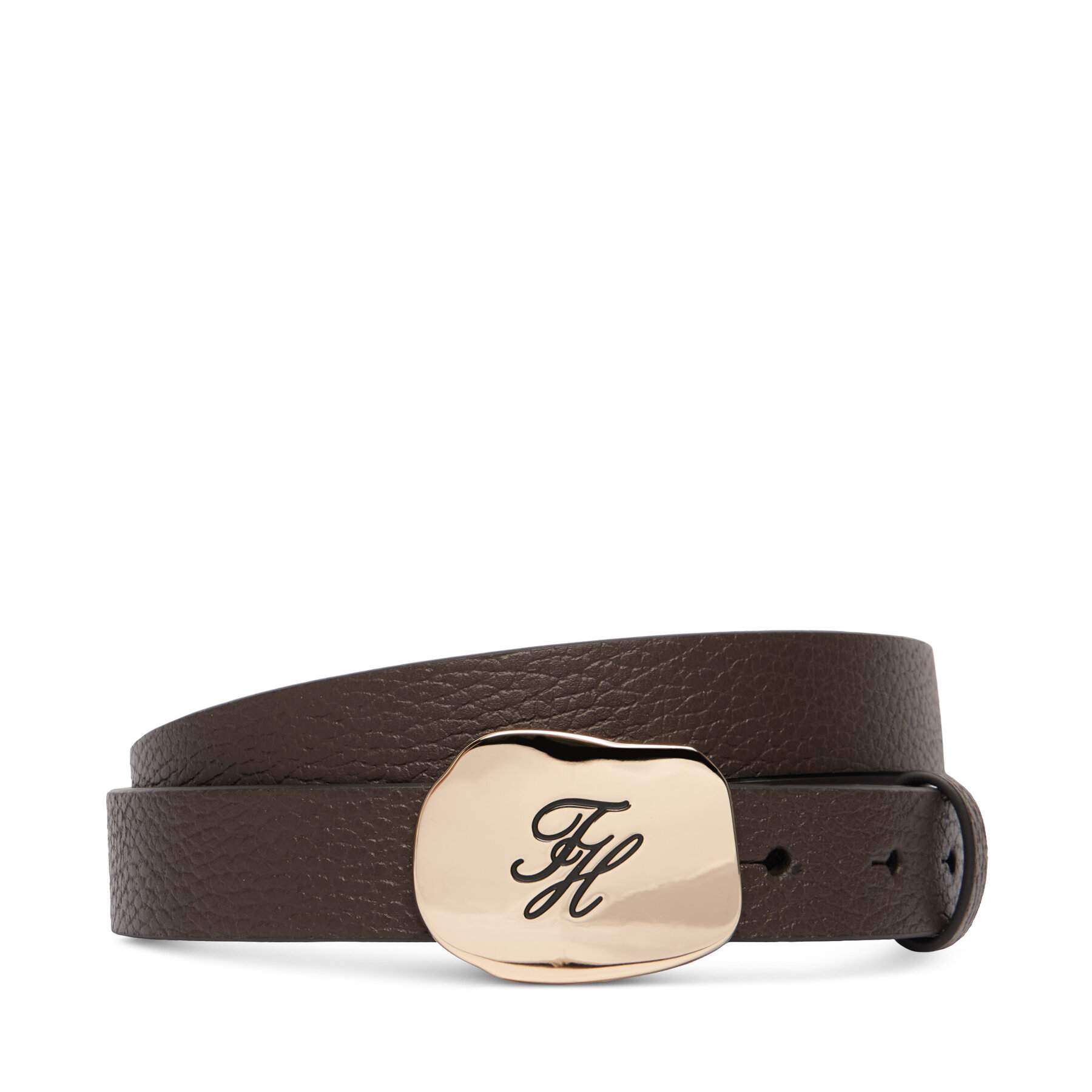 Pásek Tommy Hilfiger Th Plaque 2.5 Pebble AW0AW19152 Hnědá