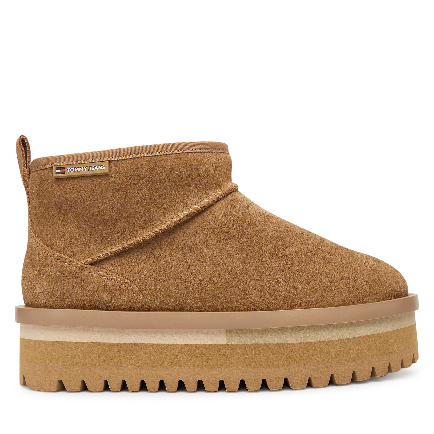 Škornji za sneg Tommy Jeans Tjw Flatform Snow Boot Suede EN0EN02841 Rjava