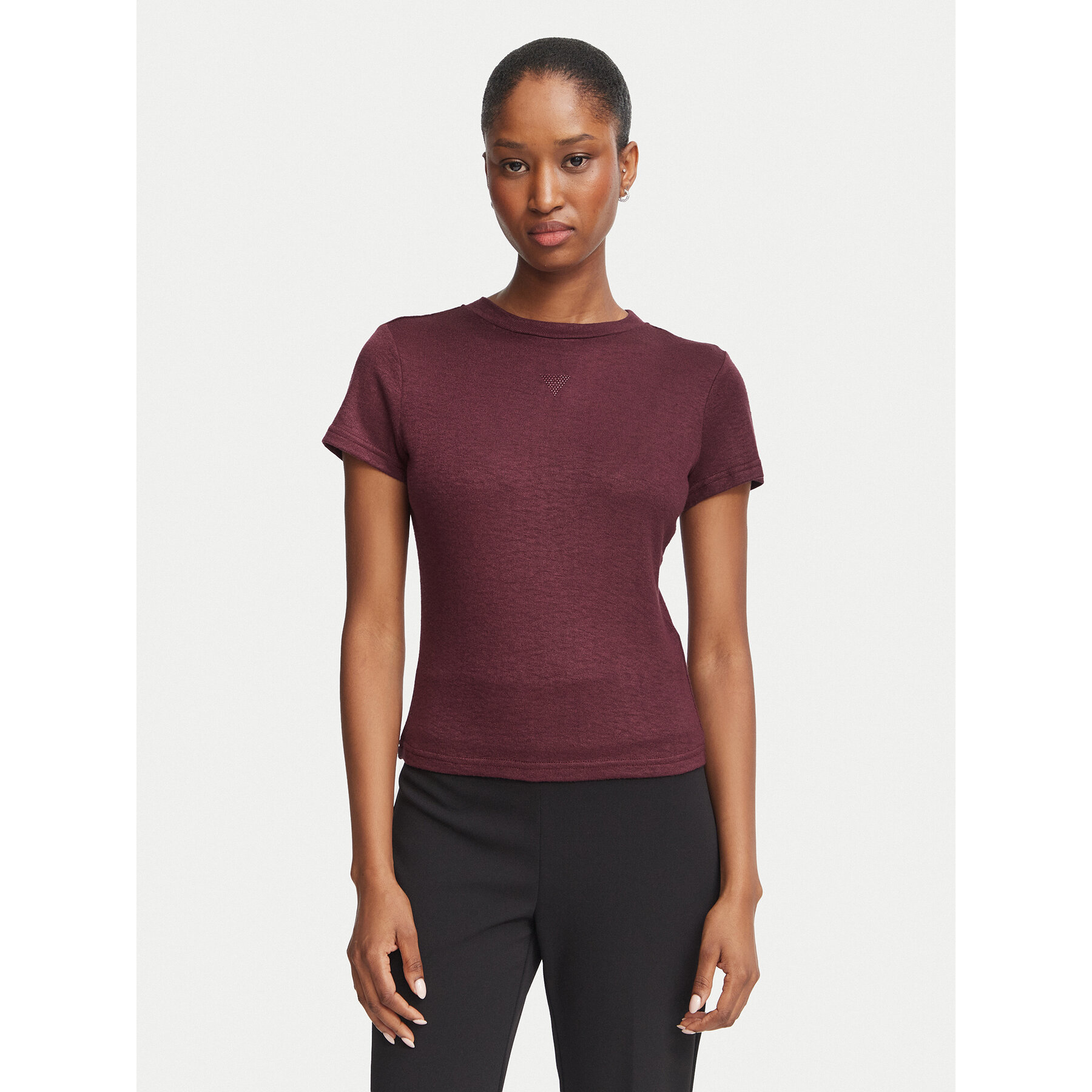 Guess T-Shirt W5BP07 KCGM2 Dunkelrot Regular Fit