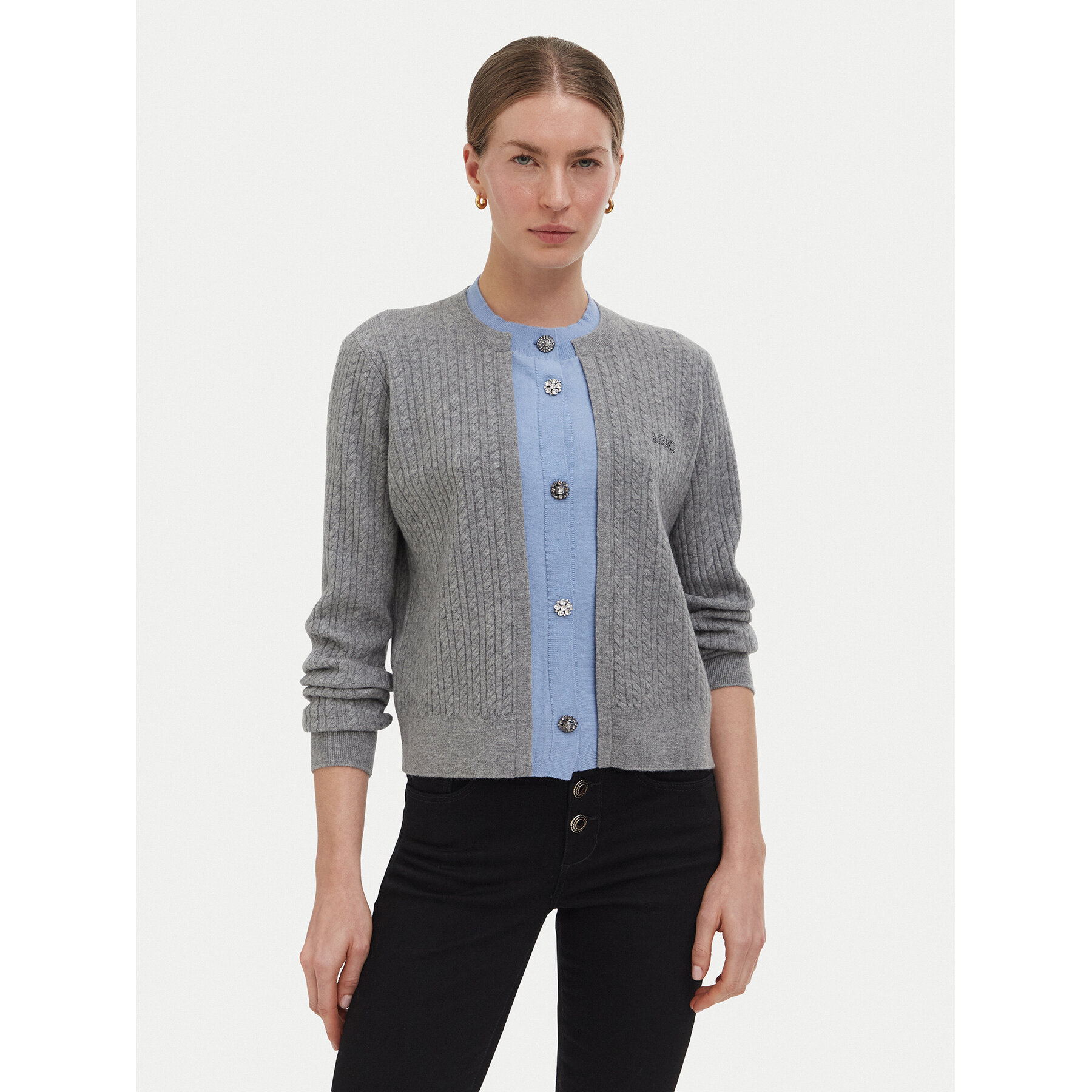 Liu Jo Strickjacke WF6108 MA88R Grau Regular Fit
