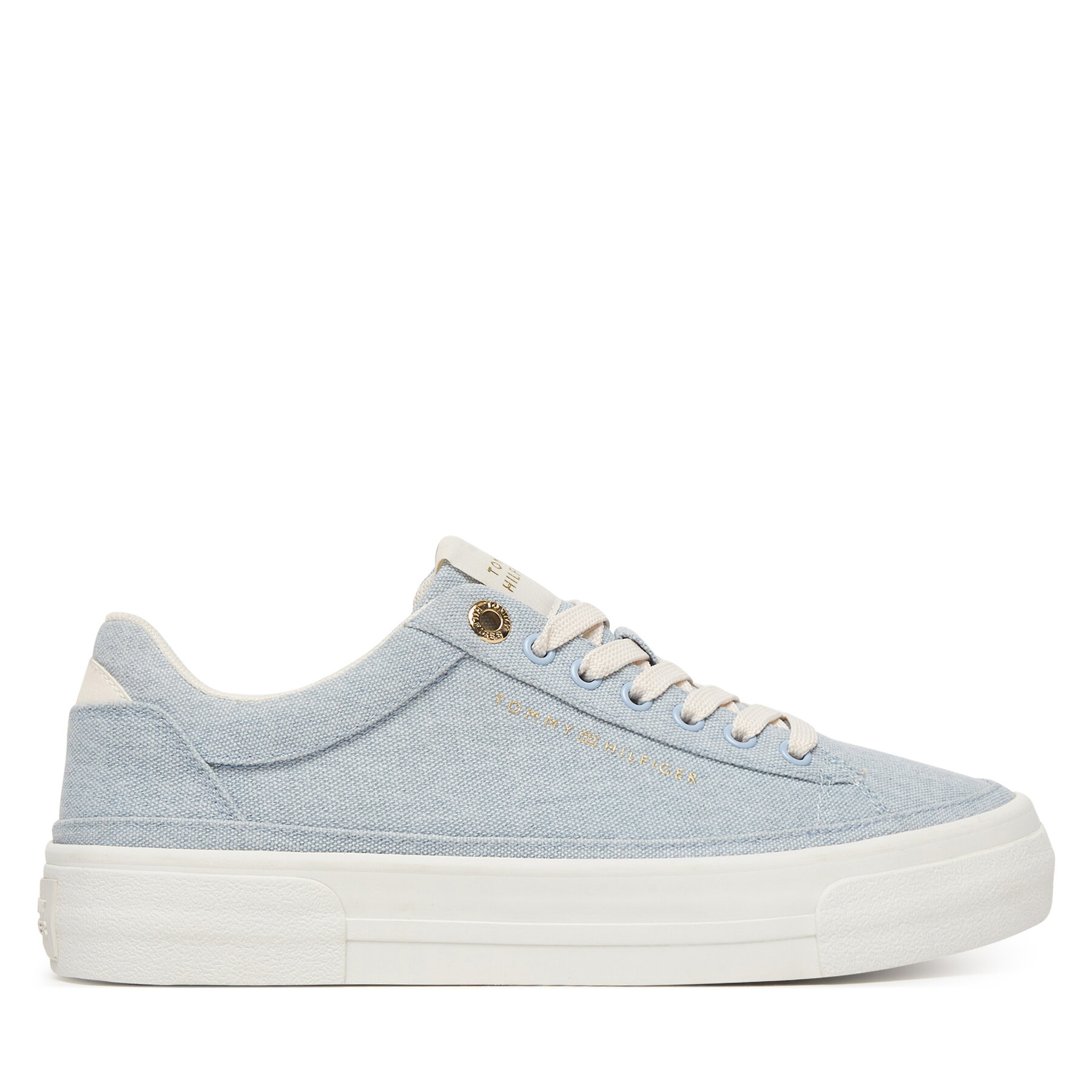 Сникърси Tommy Hilfiger Th Foxing Platform Washed Canvas FW0FW09172 Светлосиньо