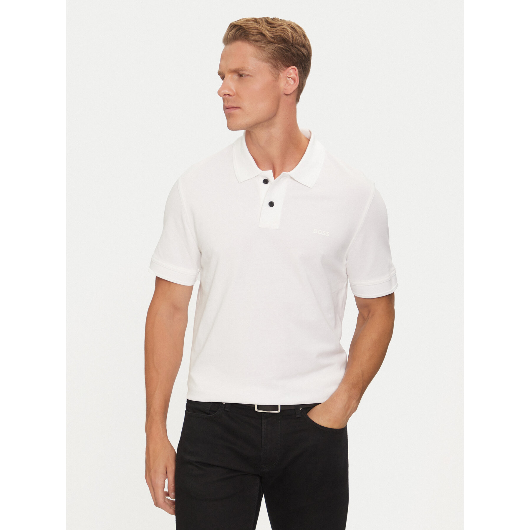 Boss Polo majica Prime 50507813 Bela Regular Fit