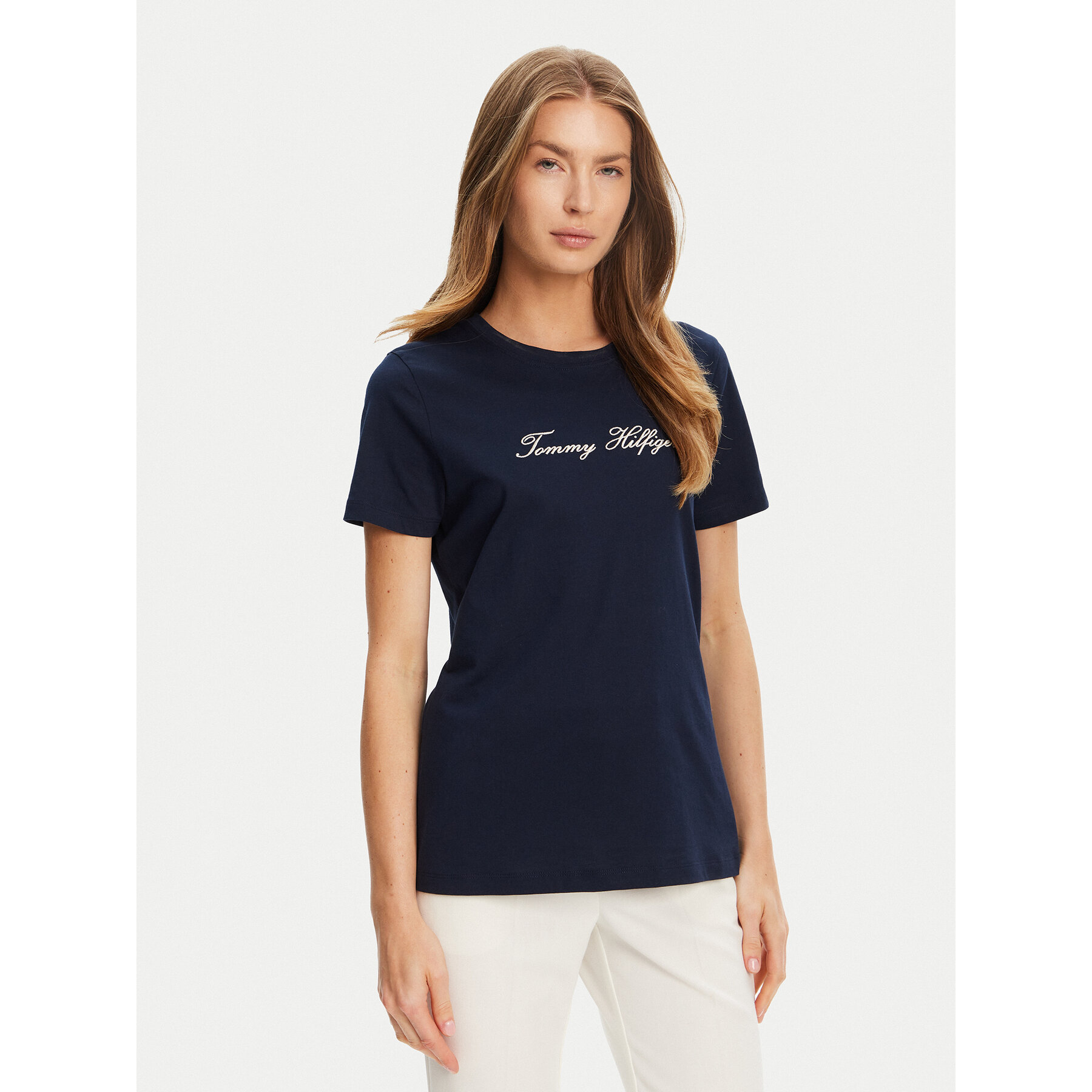 Tommy Hilfiger Póló Script WW0WW47210 Sötétkék Regular Fit