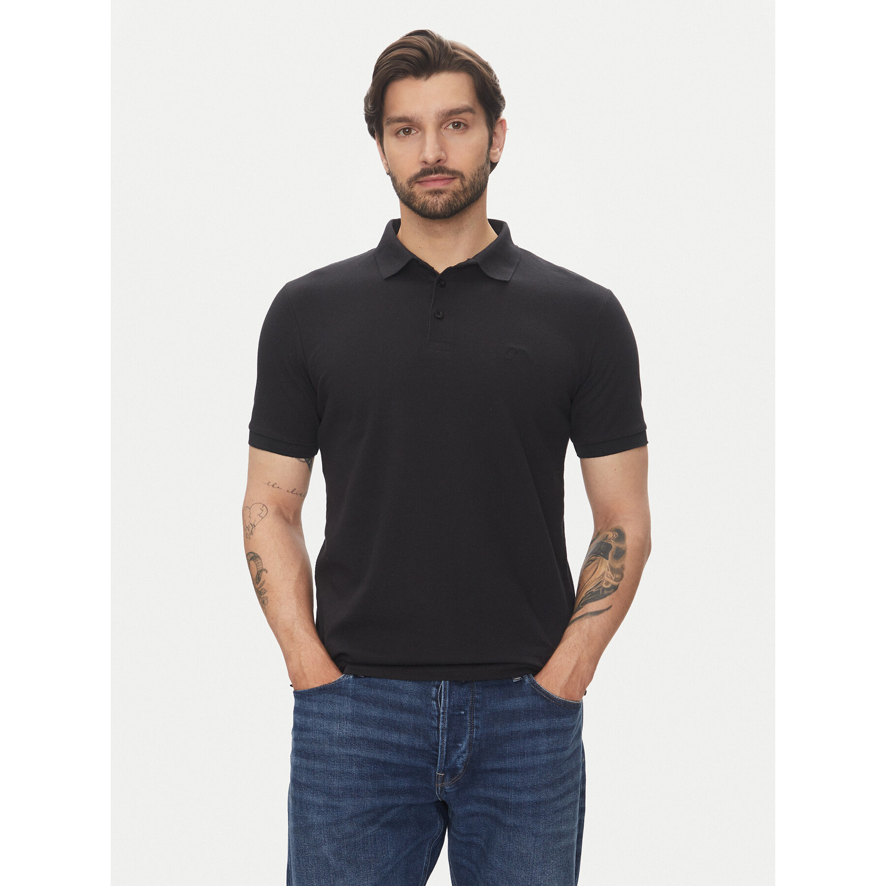 Lindbergh Pólóing 30-404020 Fekete Relaxed Fit