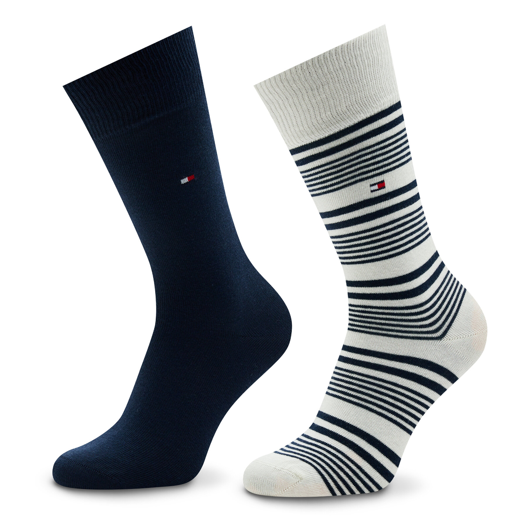 Set od 2 para muških visokih čarapa Tommy Hilfiger 701222186 Off White 001