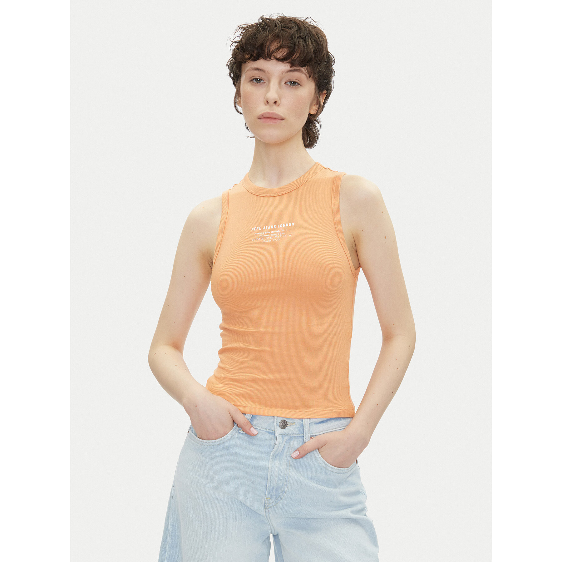 Pepe Jeans Top Viv PL506032 Arancione Slim Fit