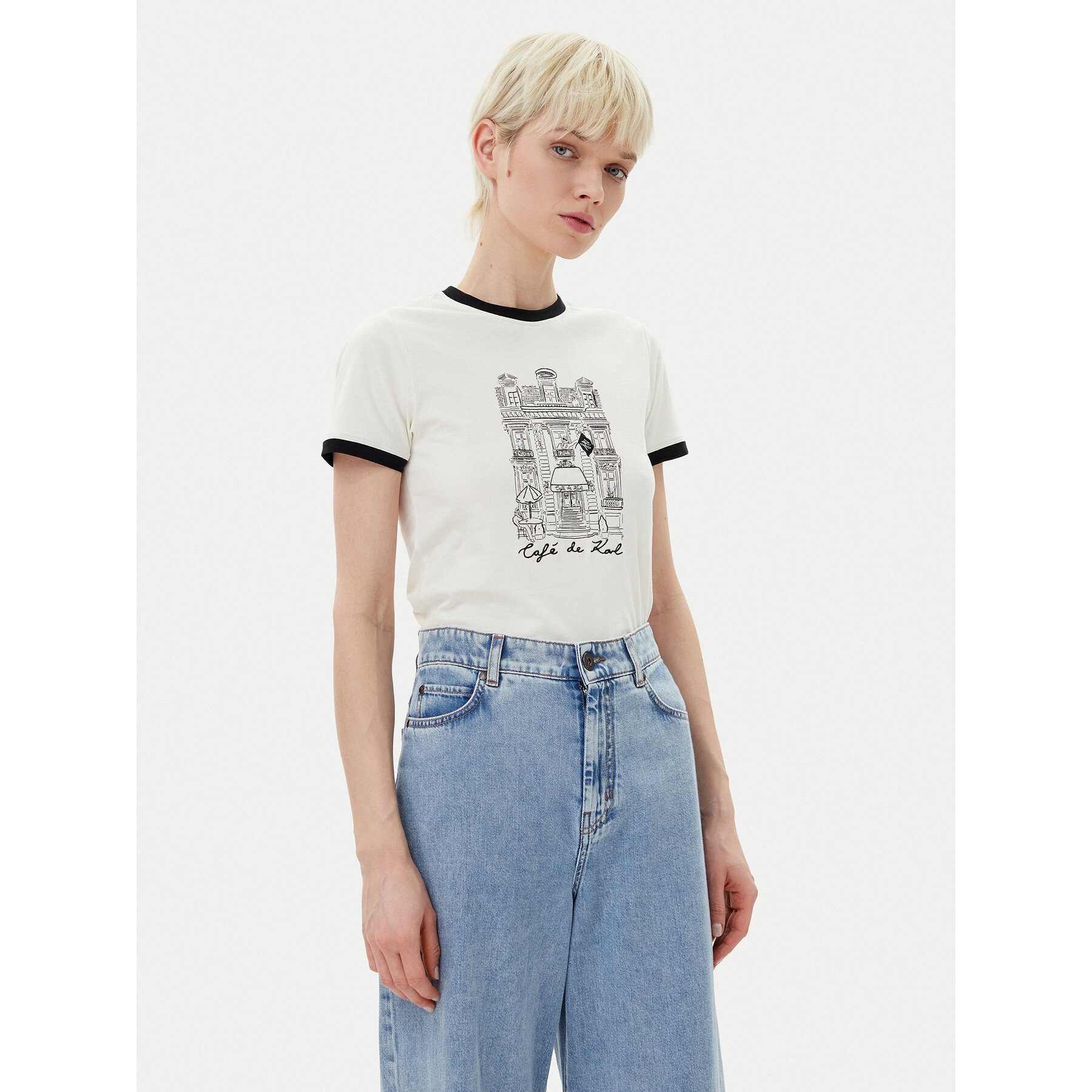 KARL LAGERFELD T-Shirt A2W17087 Εκρού Regular Fit