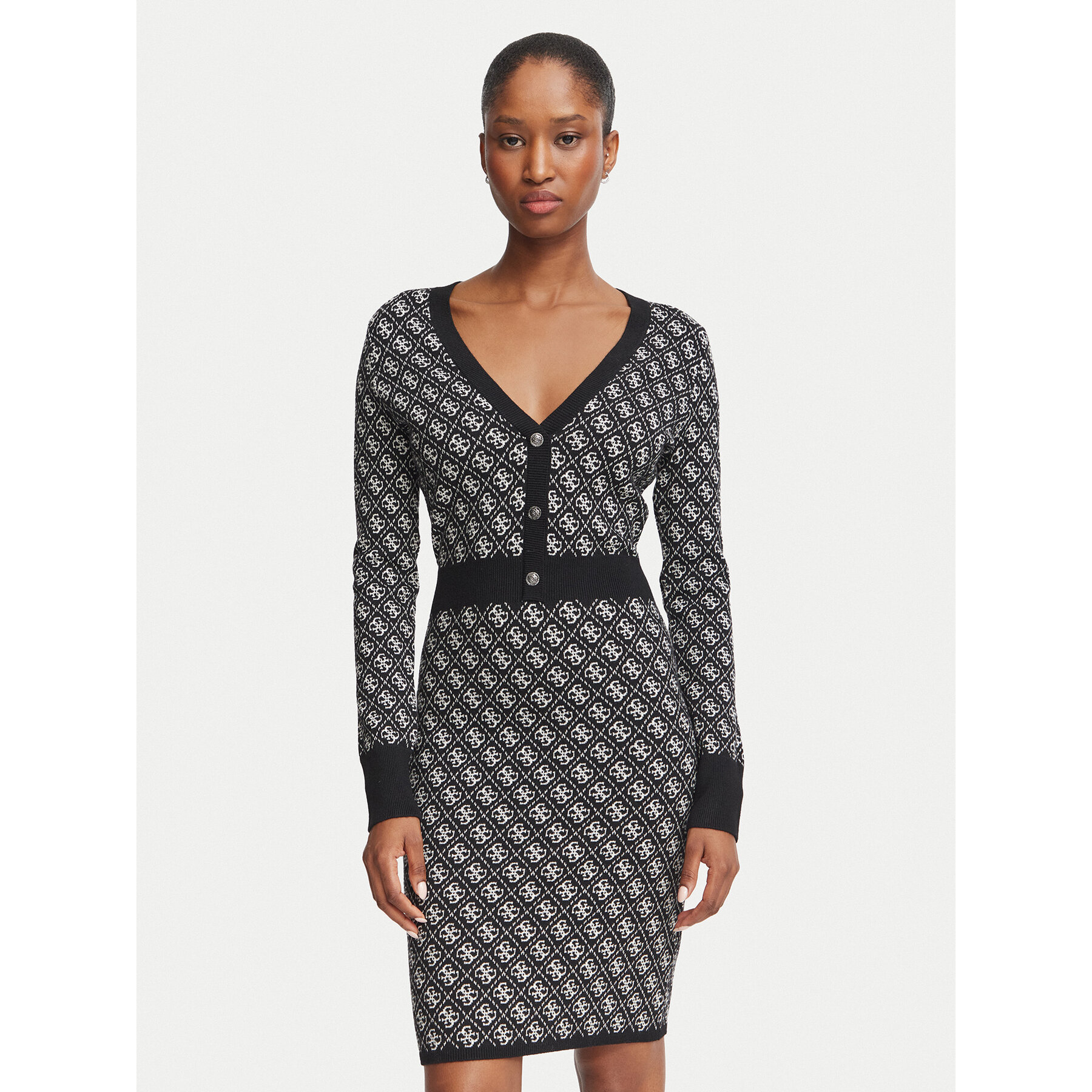 Guess Strickkleid W6BK23 Z1422 Schwarz Slim Fit