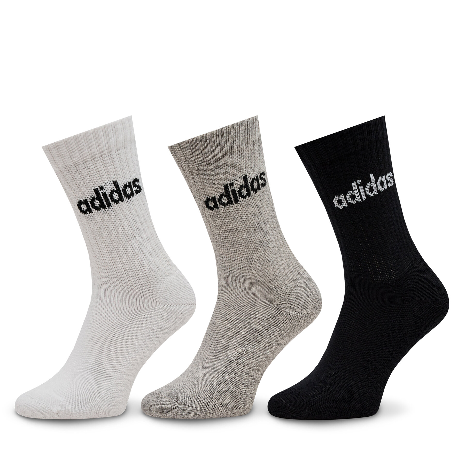 Calcetines altos unisex adidas Linear Crew Cushioned Socks 3 Pairs IC1302 Gris