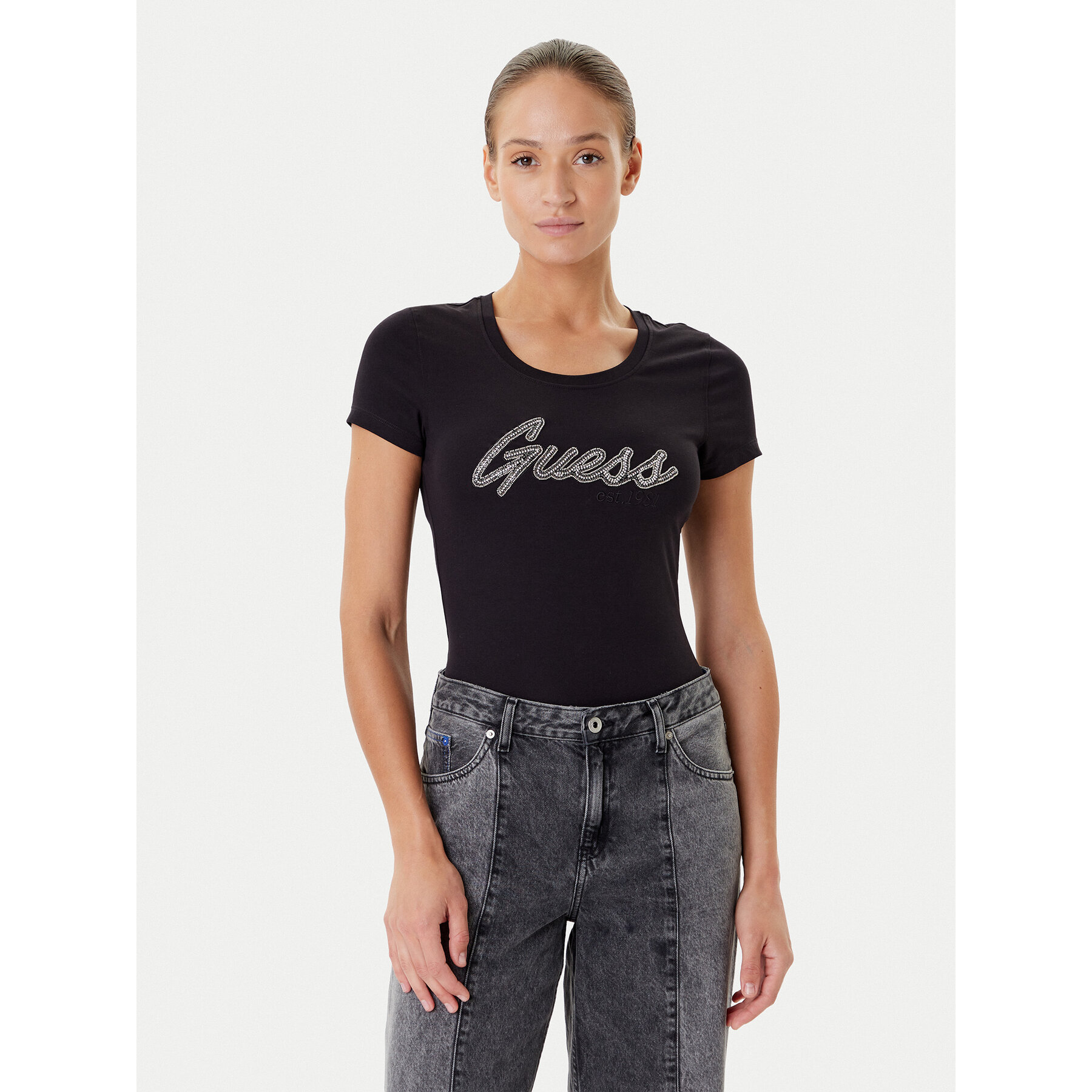 Guess T-Shirt W5YI16 J1314 Nero Regular Fit