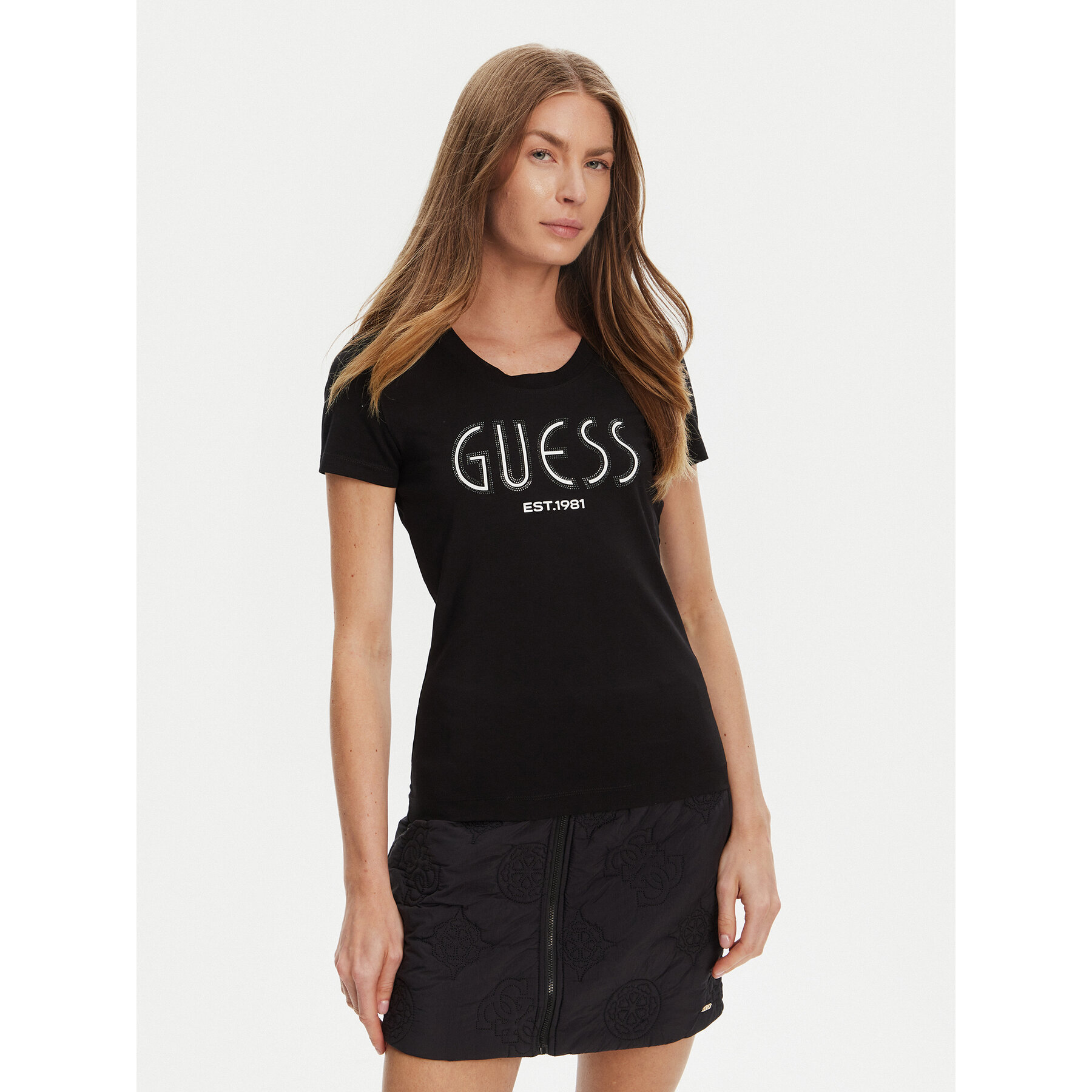 Guess T-Shirt W5YI05 J1314 Μαύρο Regular Fit