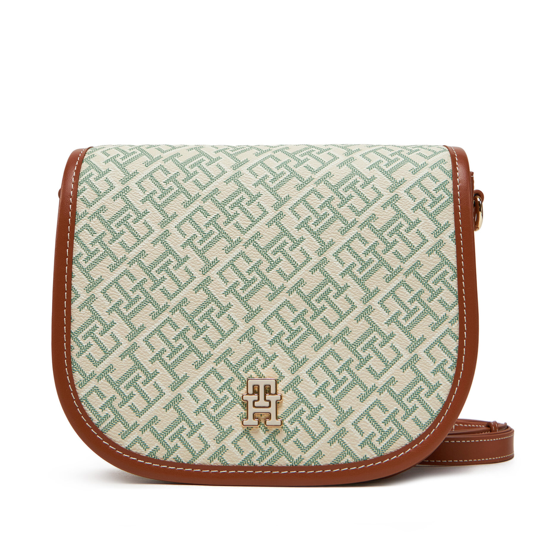 Kabelka Tommy Hilfiger Th Monoplay Leather Saddle Bag AW0AW17414 Zelená