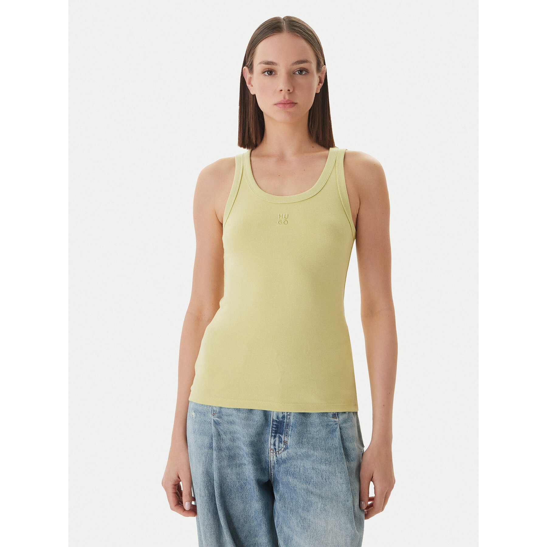 HUGO Top Datamia 50514489 Svijetlo zelena Slim Fit