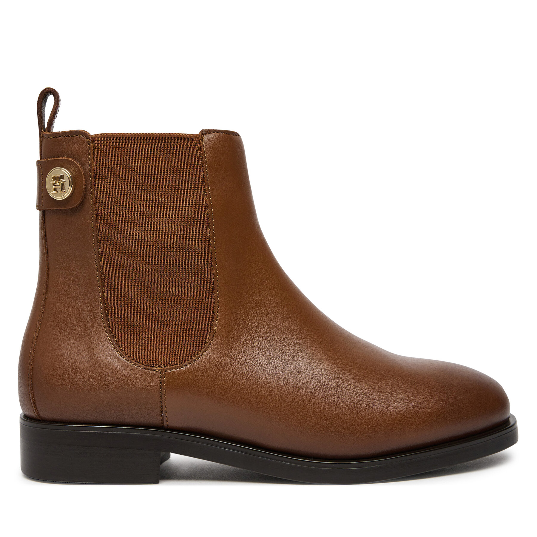 Členková obuv s elastickým prvkom Tommy Hilfiger Th Stud Leather Low Chelsea FW0FW08184 Hnedá