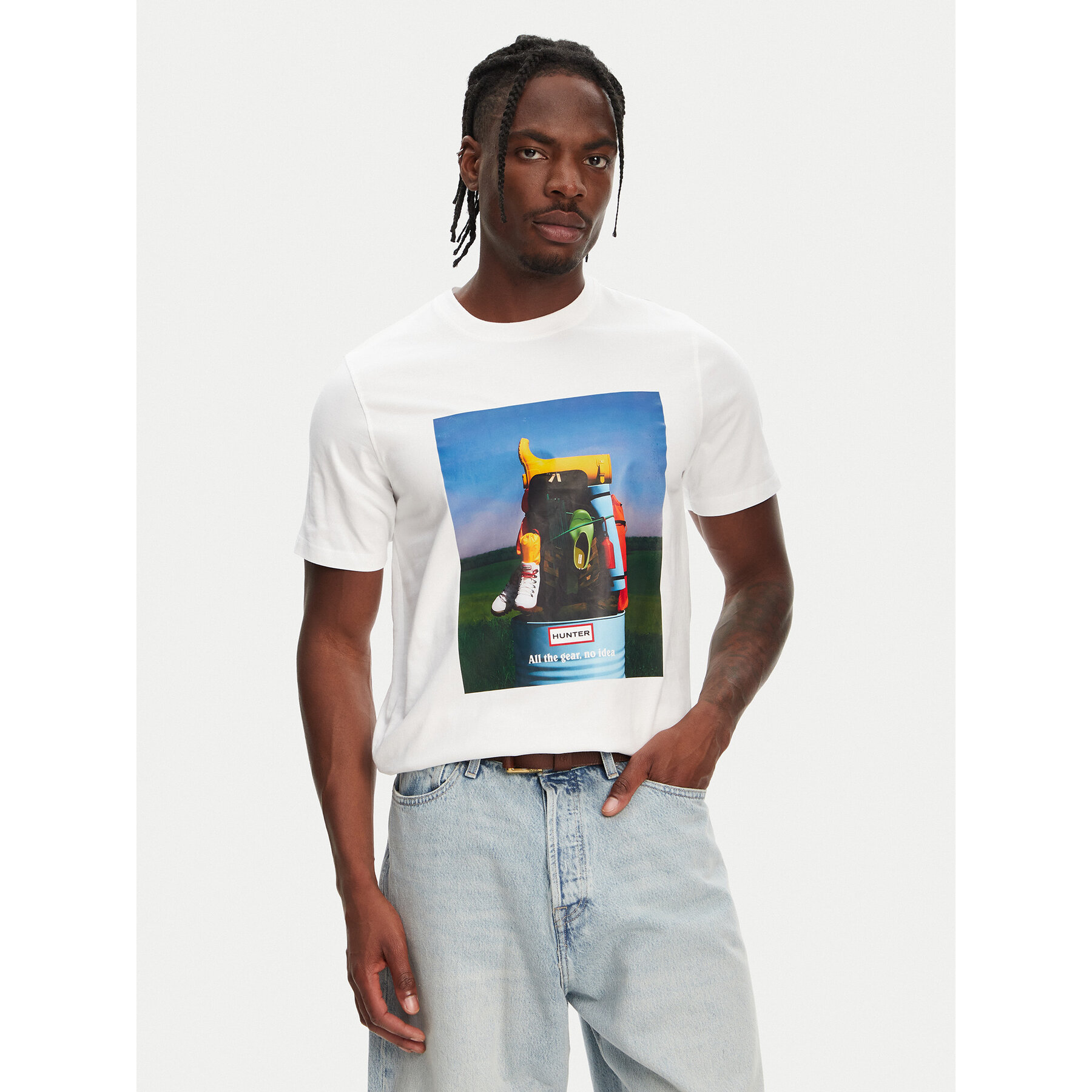 Hunter Póló Brodie Graphic HARM0036251 Fehér Regular Fit