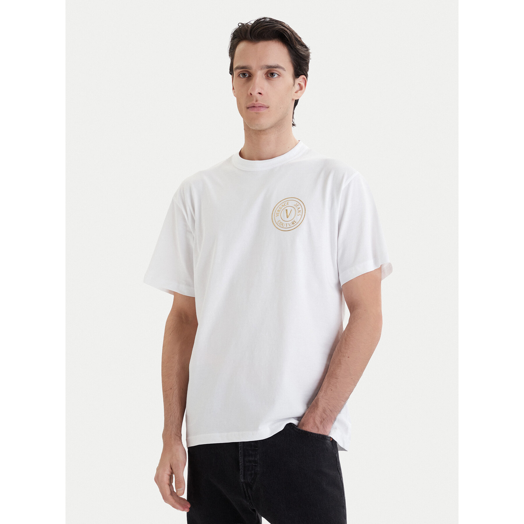 Versace Jeans Couture T-Shirt 80GAHT04 CJ00T Weiß Regular Fit