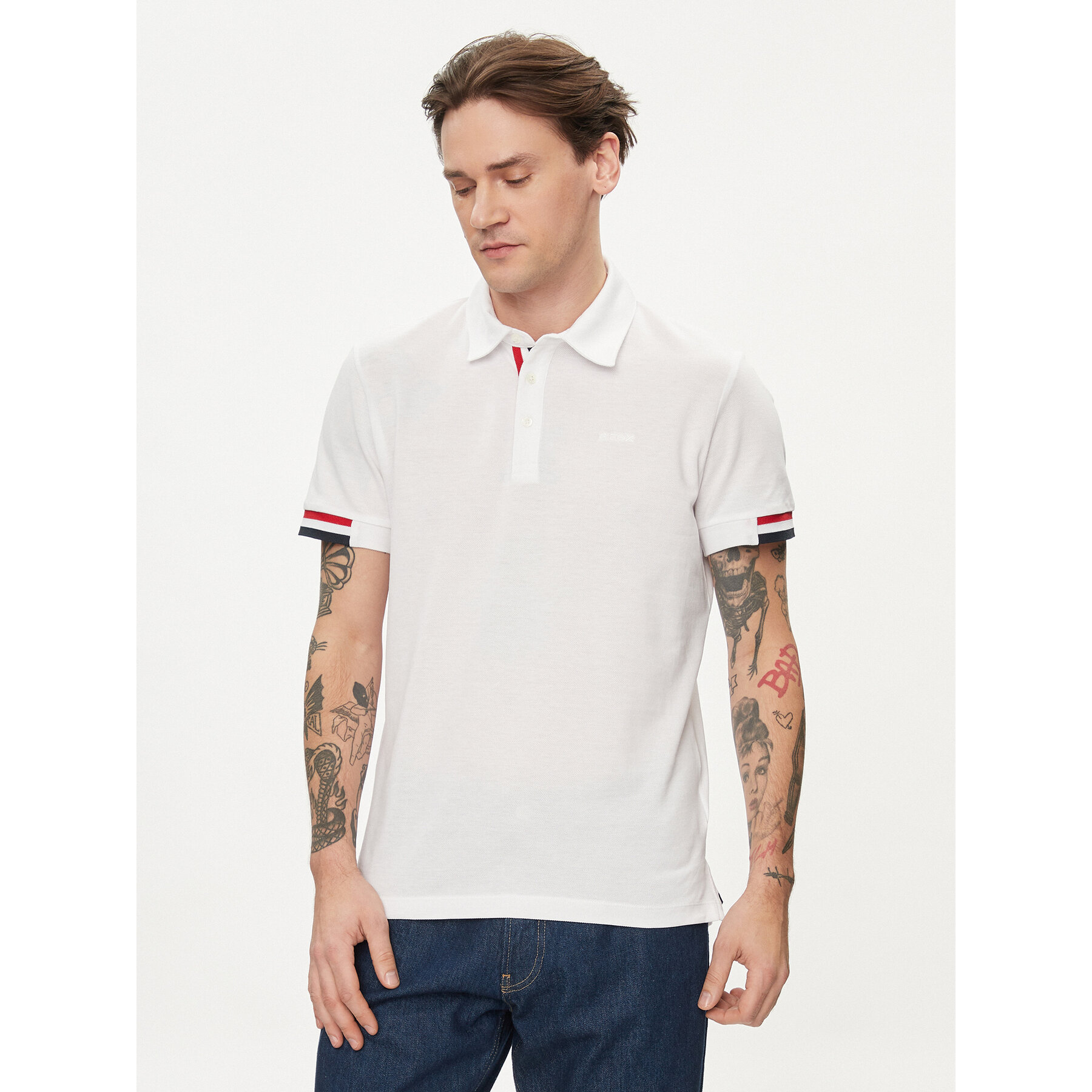 Geox Pólóing M4510L T2649 F1492 Fehér Regular Fit