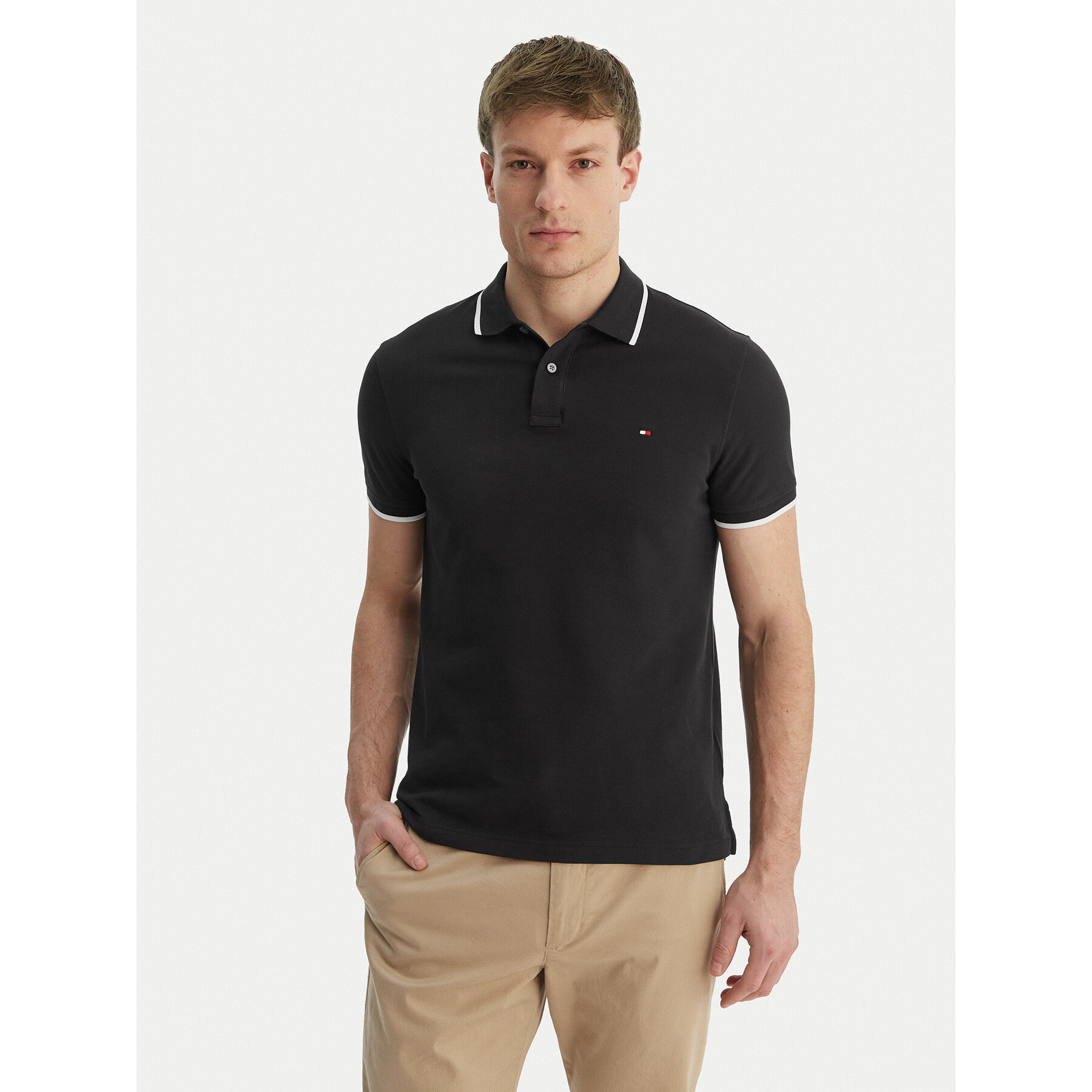 Tommy Hilfiger Poloshirt Pique MW0MW42748 Schwarz Regular Fit