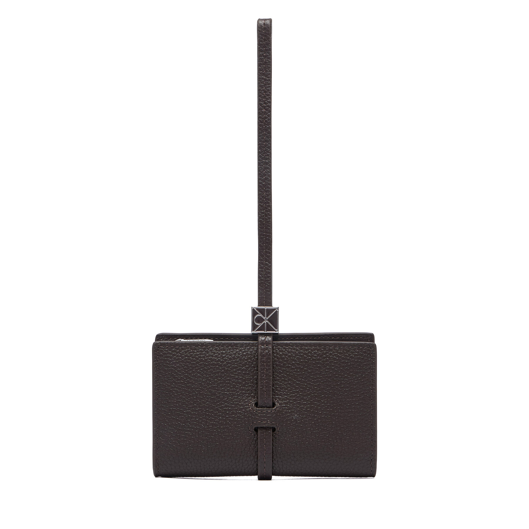 Denarnica Calvin Klein Emblem Hw Pebble Wallet On Strap LV04F1130G Rjava