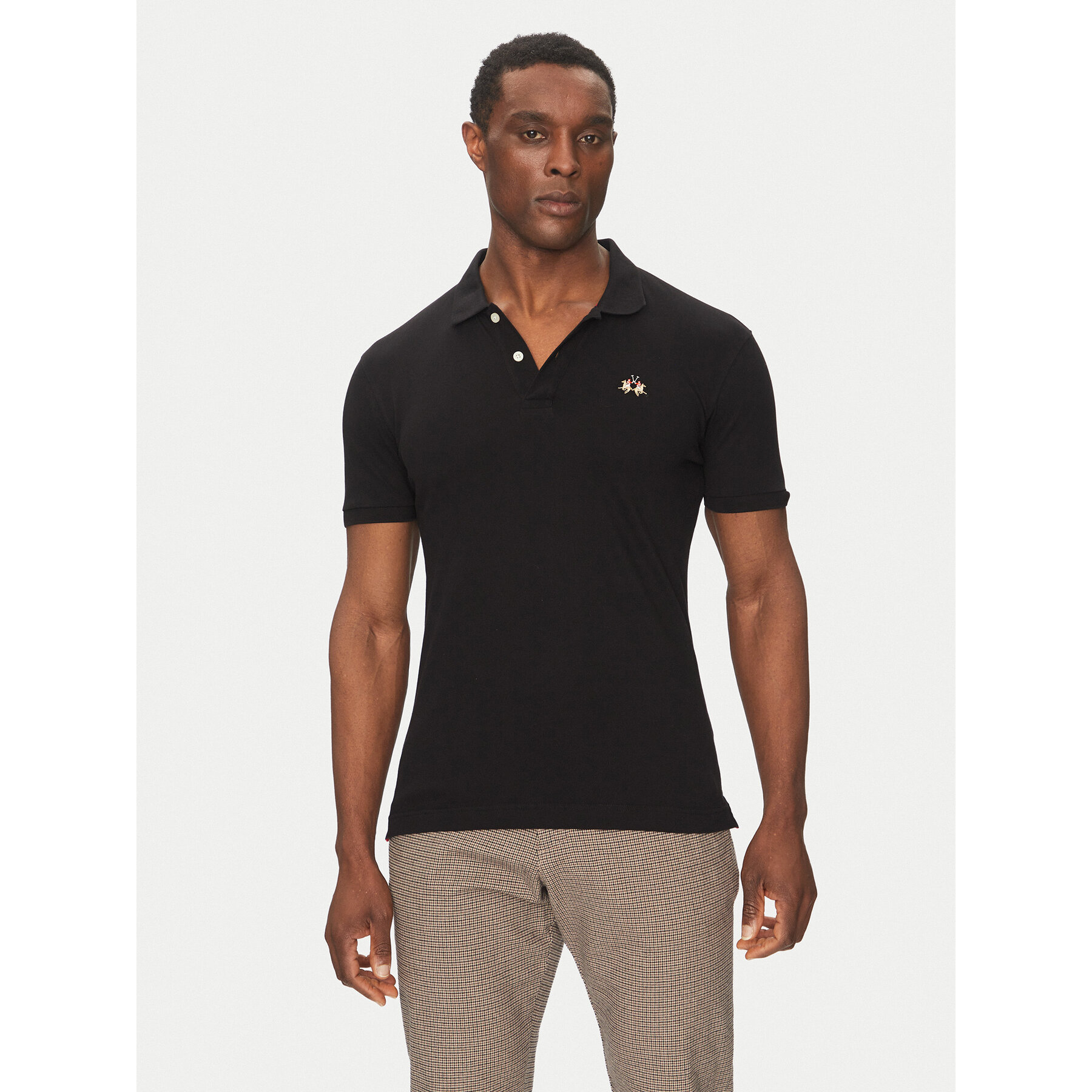La Martina Pólóing Piquet CCMP02 PK001 Fekete Slim Fit