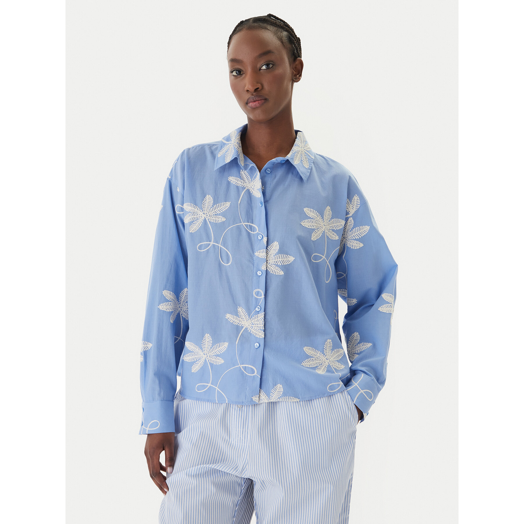 LOLA CASADEMUNT Hemd LS2615089 Blau Relaxed Fit