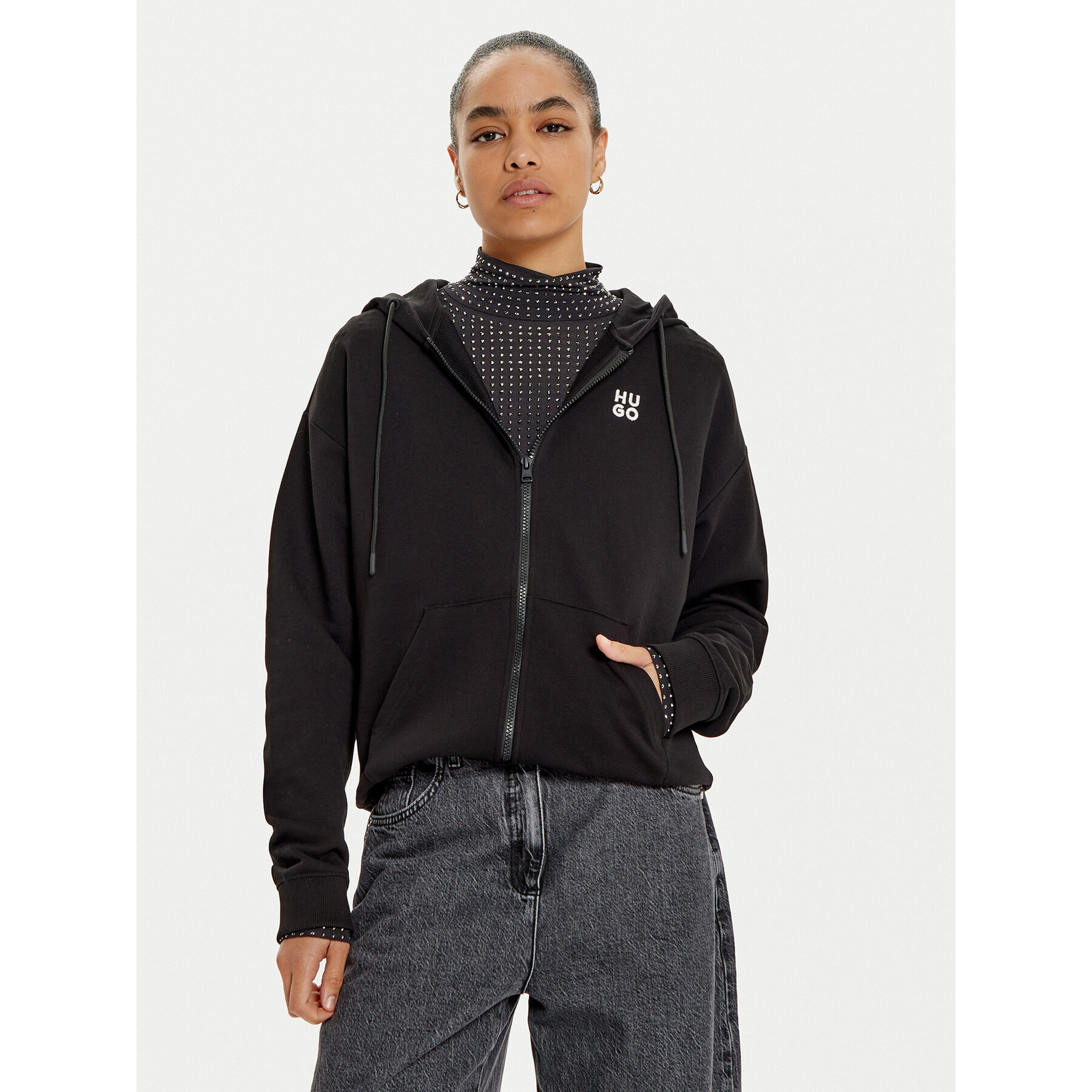 Hugo Sweatshirt Dalfine 50535240 Schwarz Regular Fit