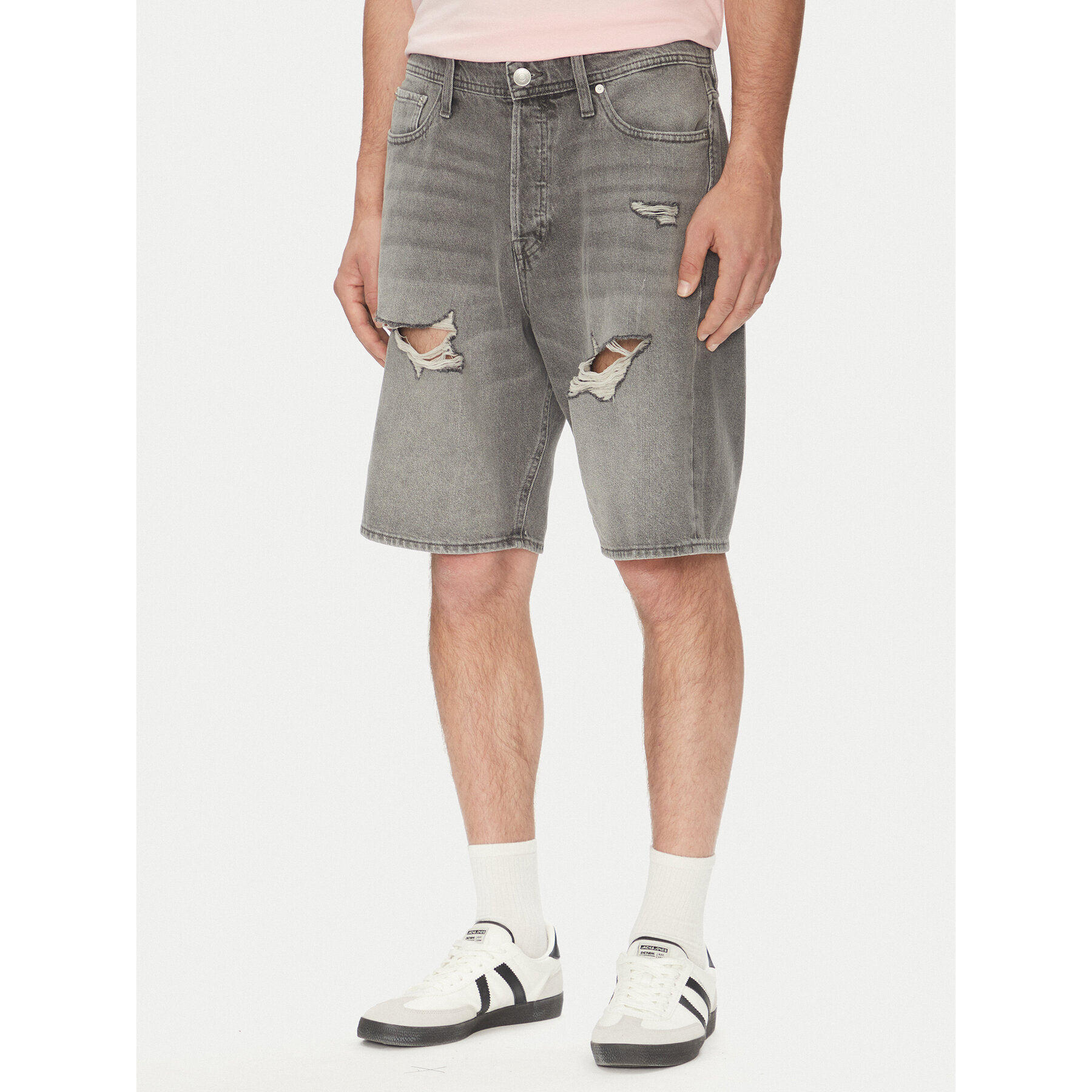 Jack & Jones Jeansshorts Alex 12274957 Grau Loose Fit