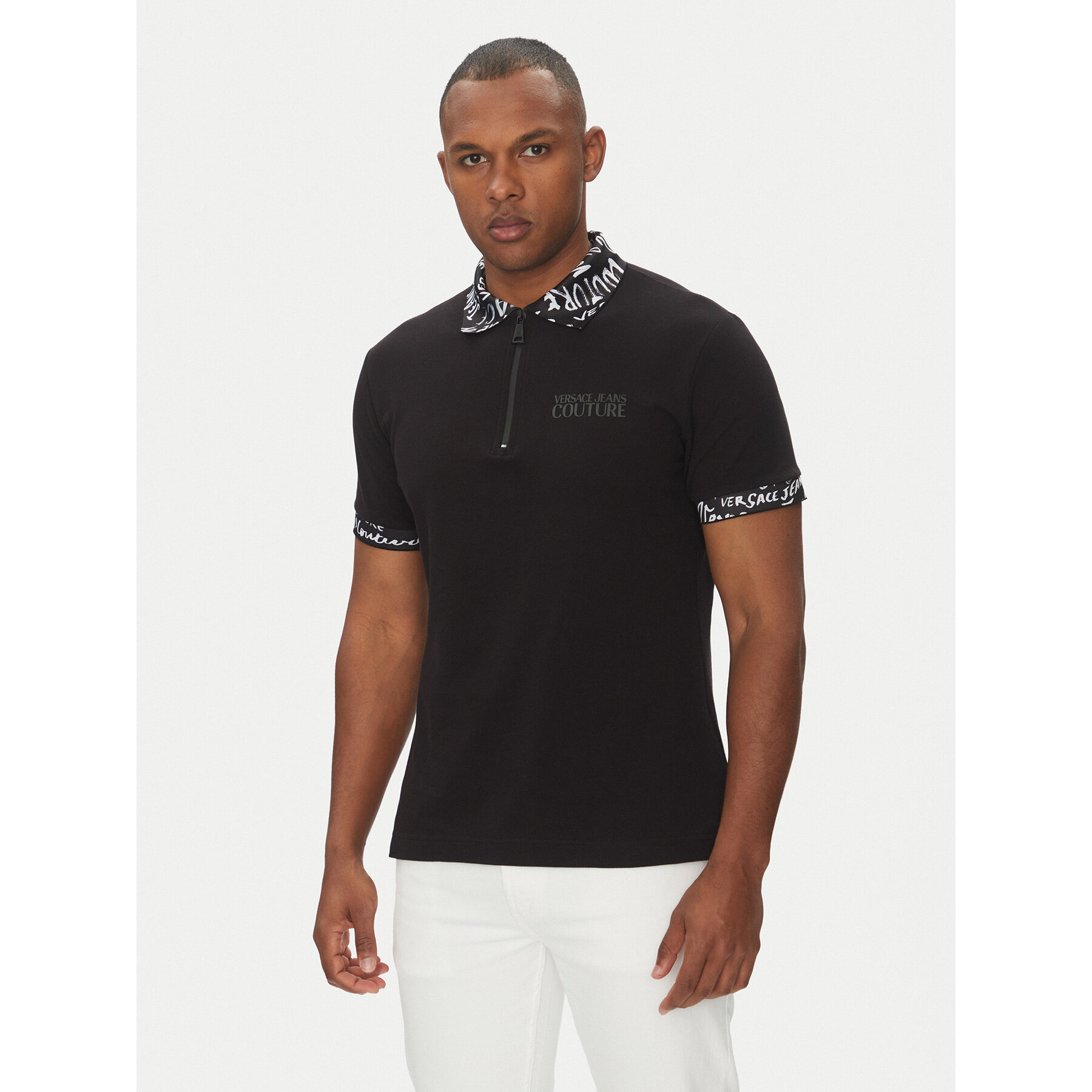 Versace Jeans Couture Pólóing 78GAGT02 Fekete Regular Fit