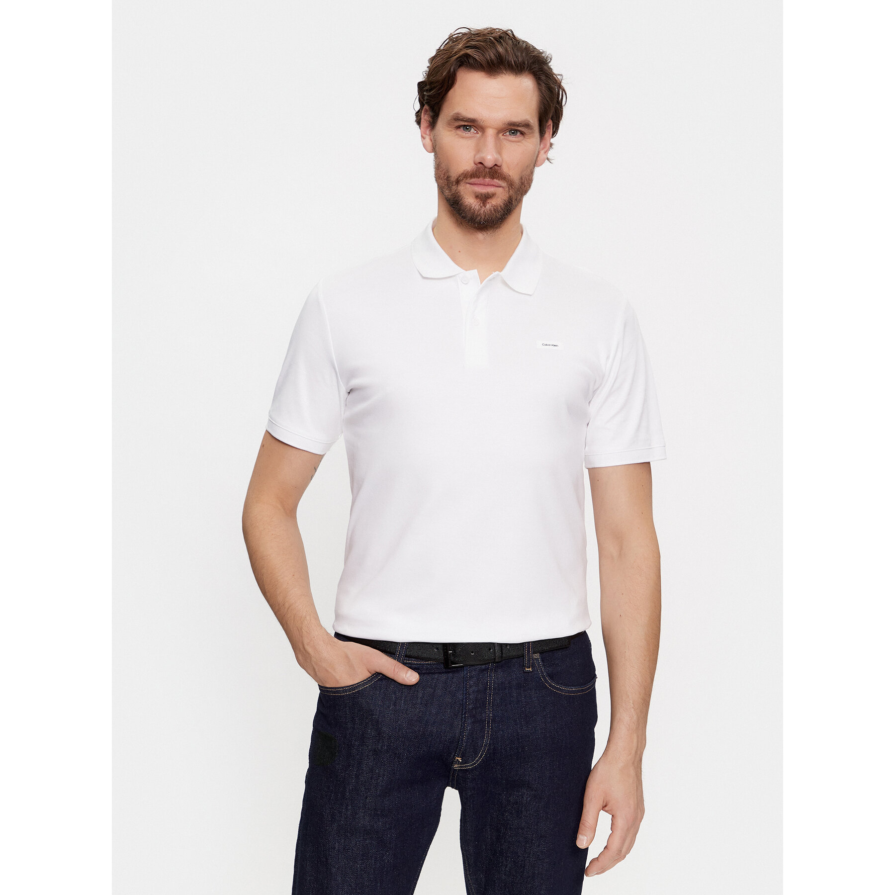 Calvin Klein Polo Smooth Cotton Slim Polo K10K111657 Bianco Regular Fit