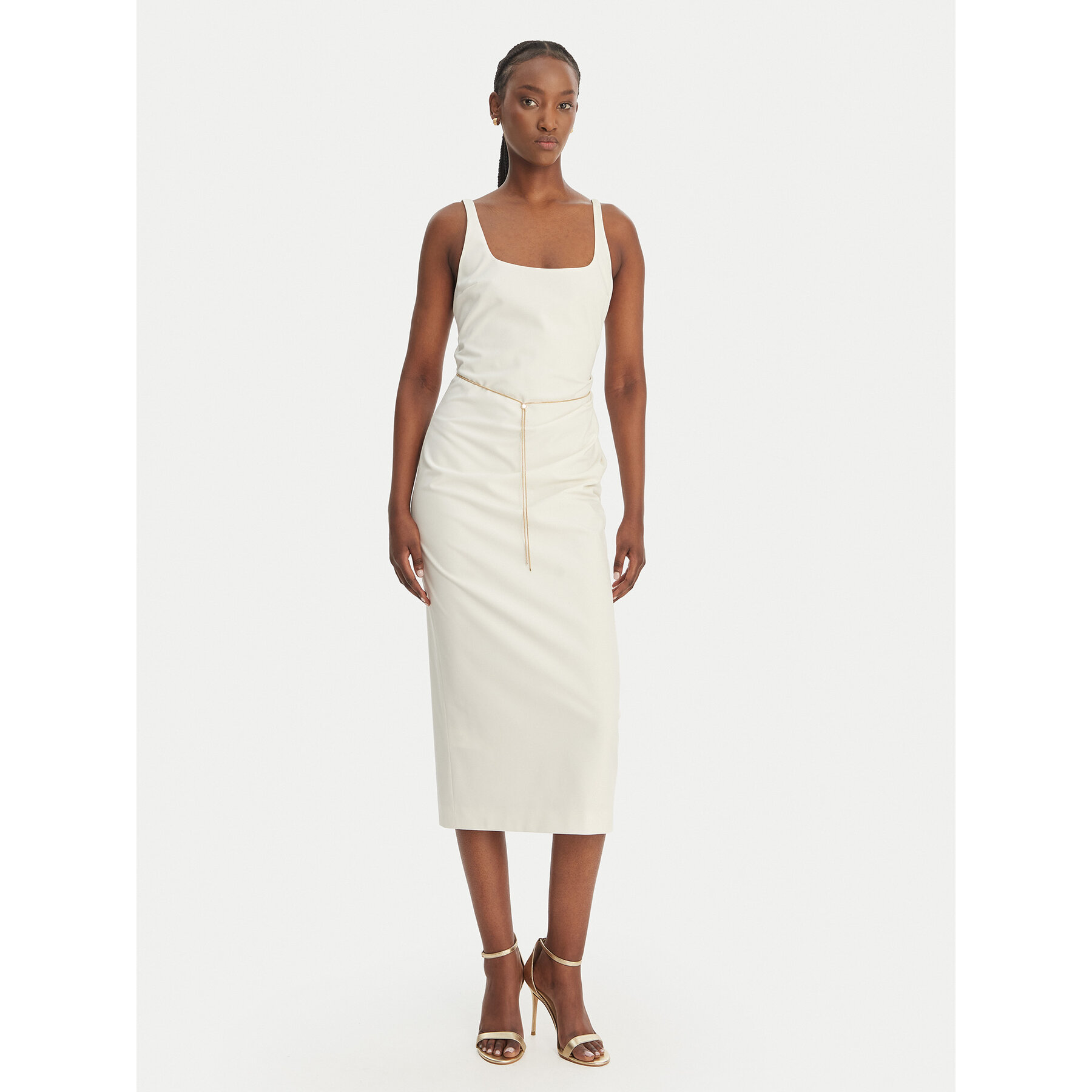 HUGO Coctailkleid Kankeni 50558191 Écru Slim Fit