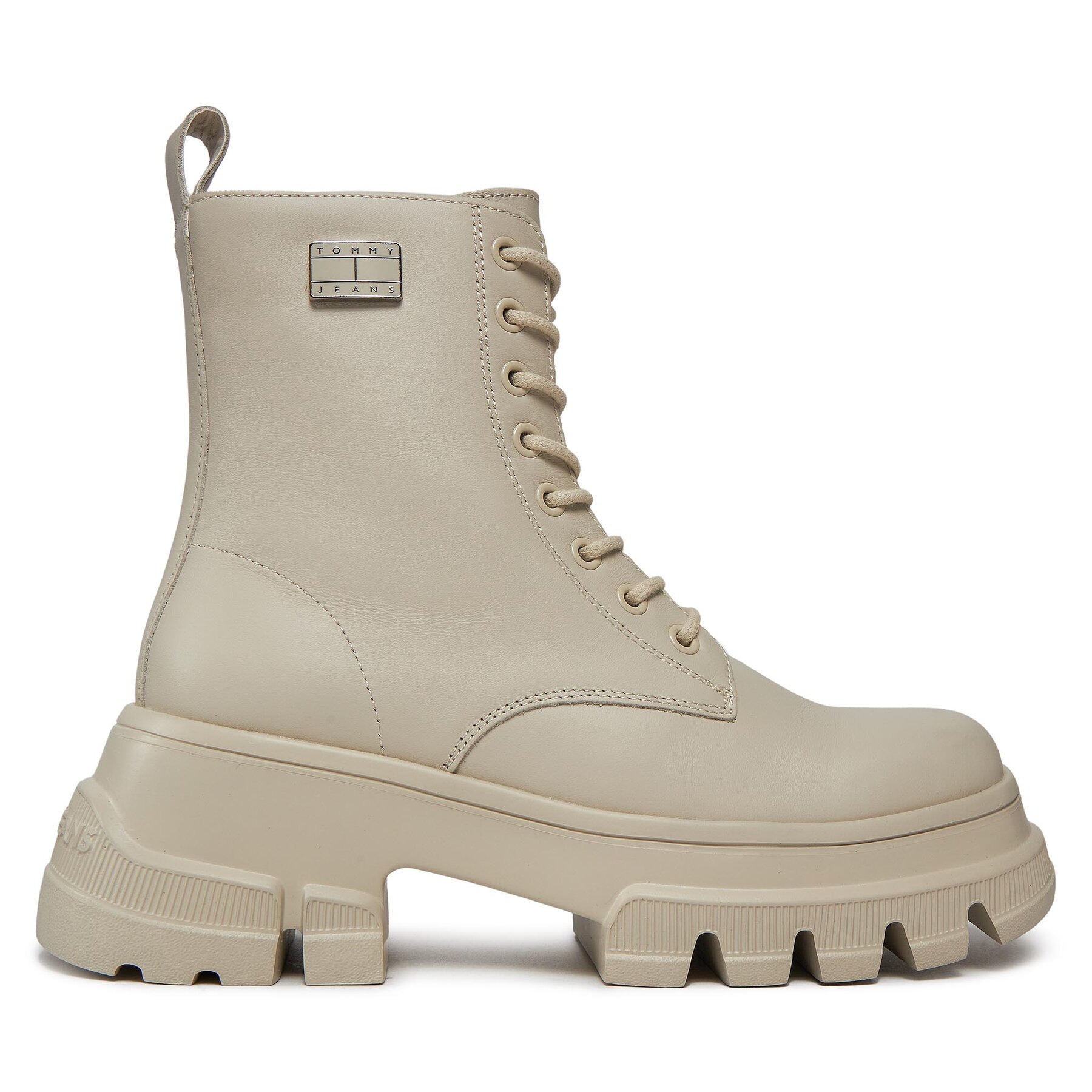 Outdoorová obuv Tommy Jeans Tjw Chunky Leather Boot EN0EN02503 Béžová