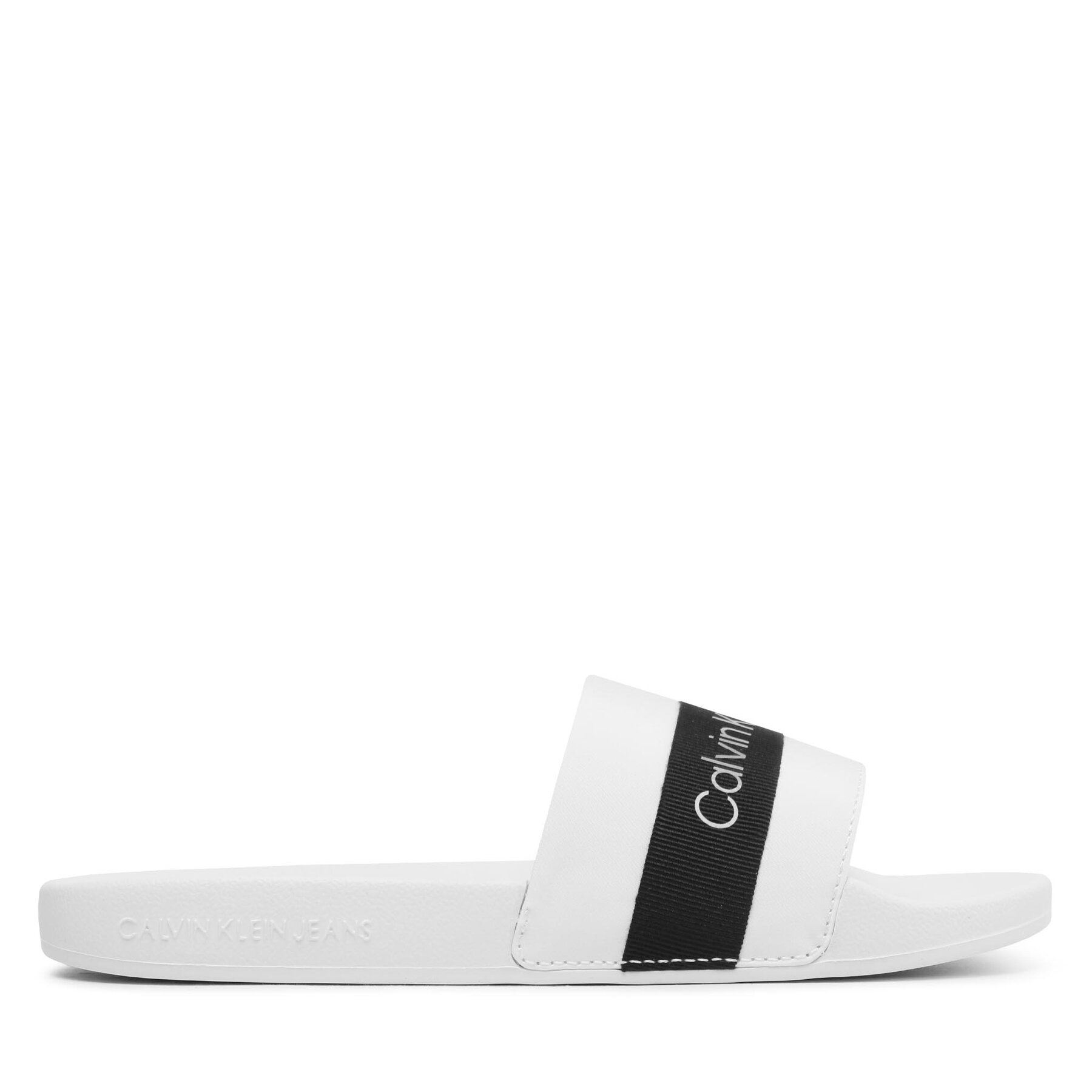 Natikače Calvin Klein Jeans Slide Printed Logo Web YW0YW01244 Bright White/Black/Lavender YBR