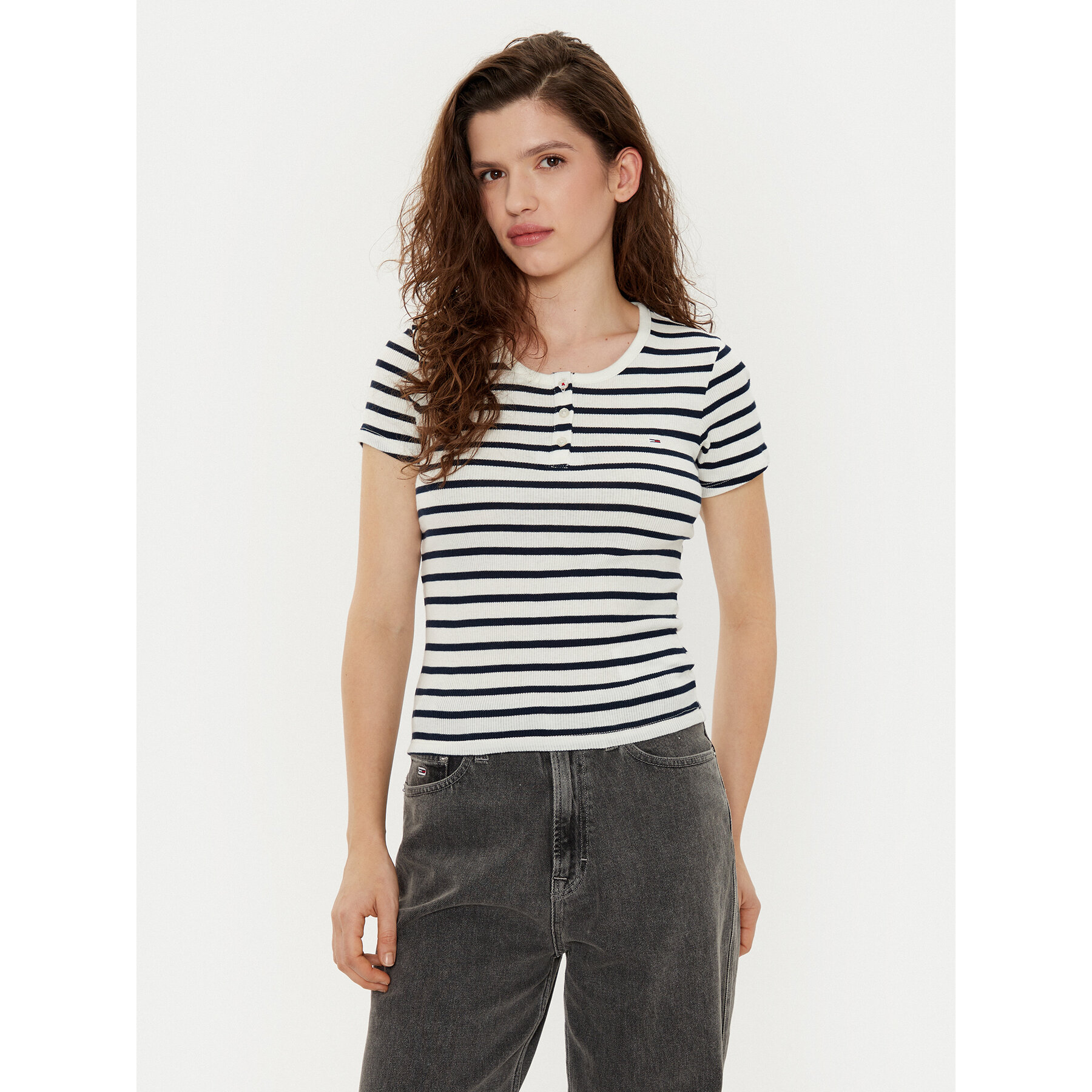 Tommy Jeans T-Shirt DW0DW19502 Έγχρωμο Slim Fit