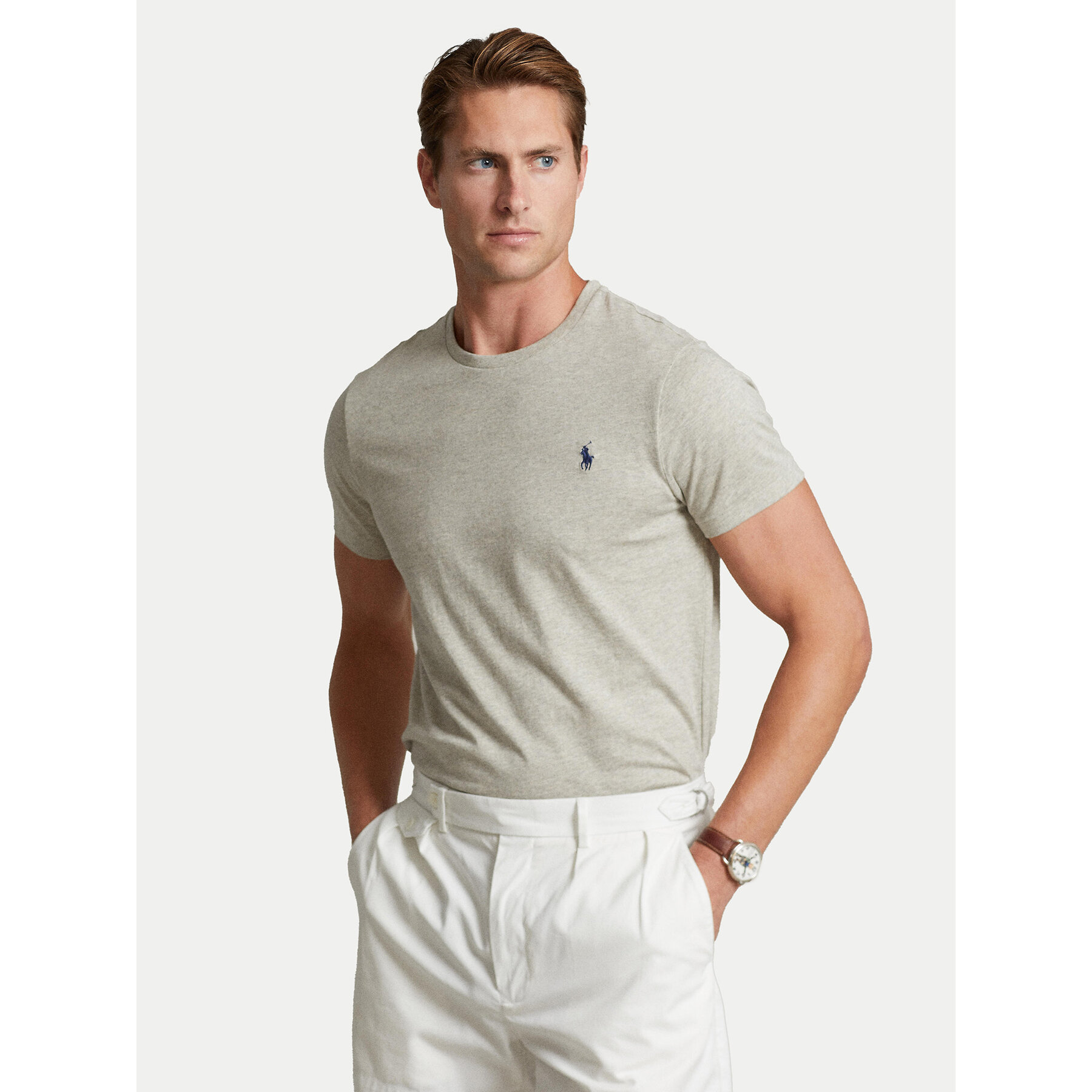 Polo Ralph Lauren T-Shirt Bsr 710680785 Grigio Custom Slim Fit
