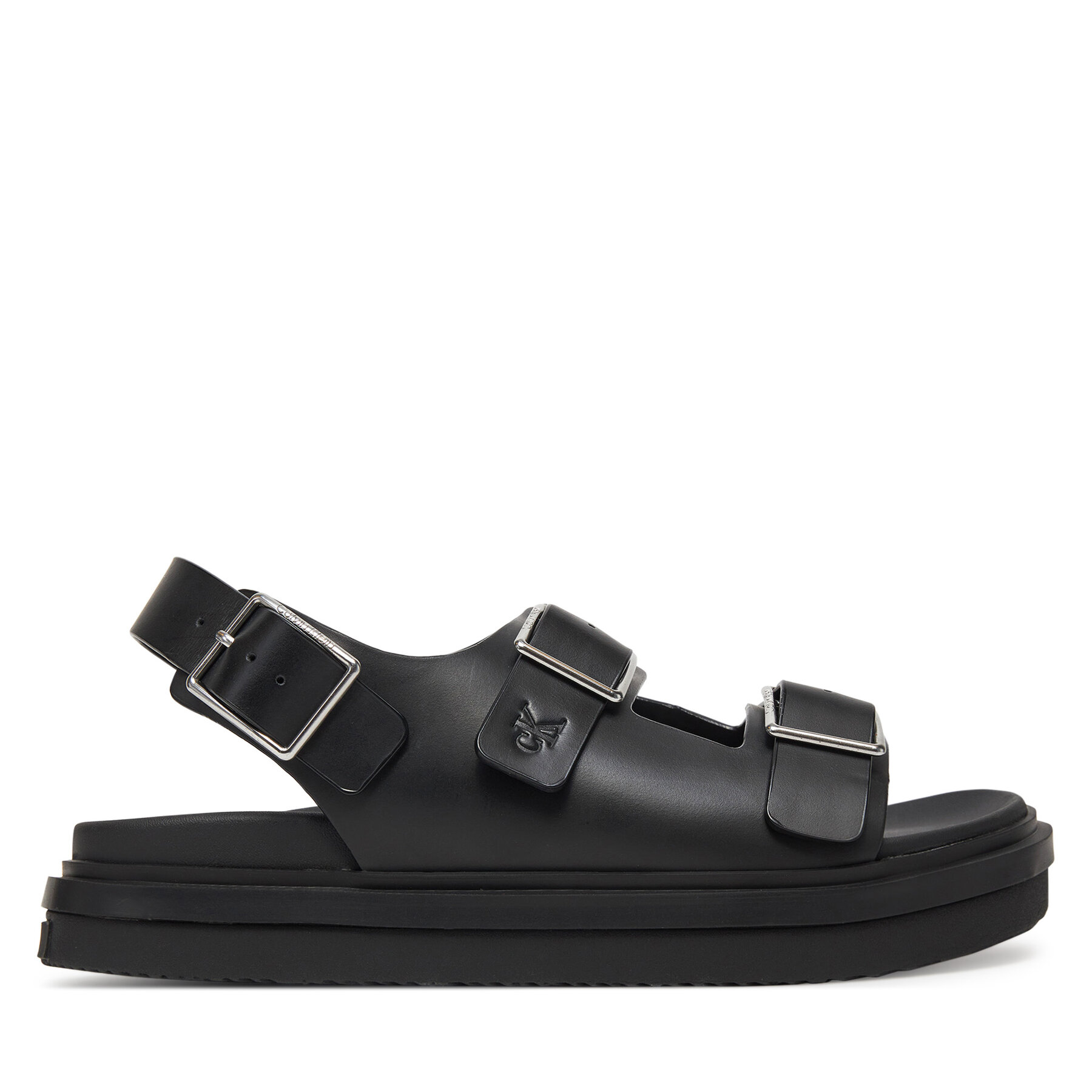 Sandale Calvin Klein Jeans Flat Molded Sandal Buckle YW0YW01785 Negru