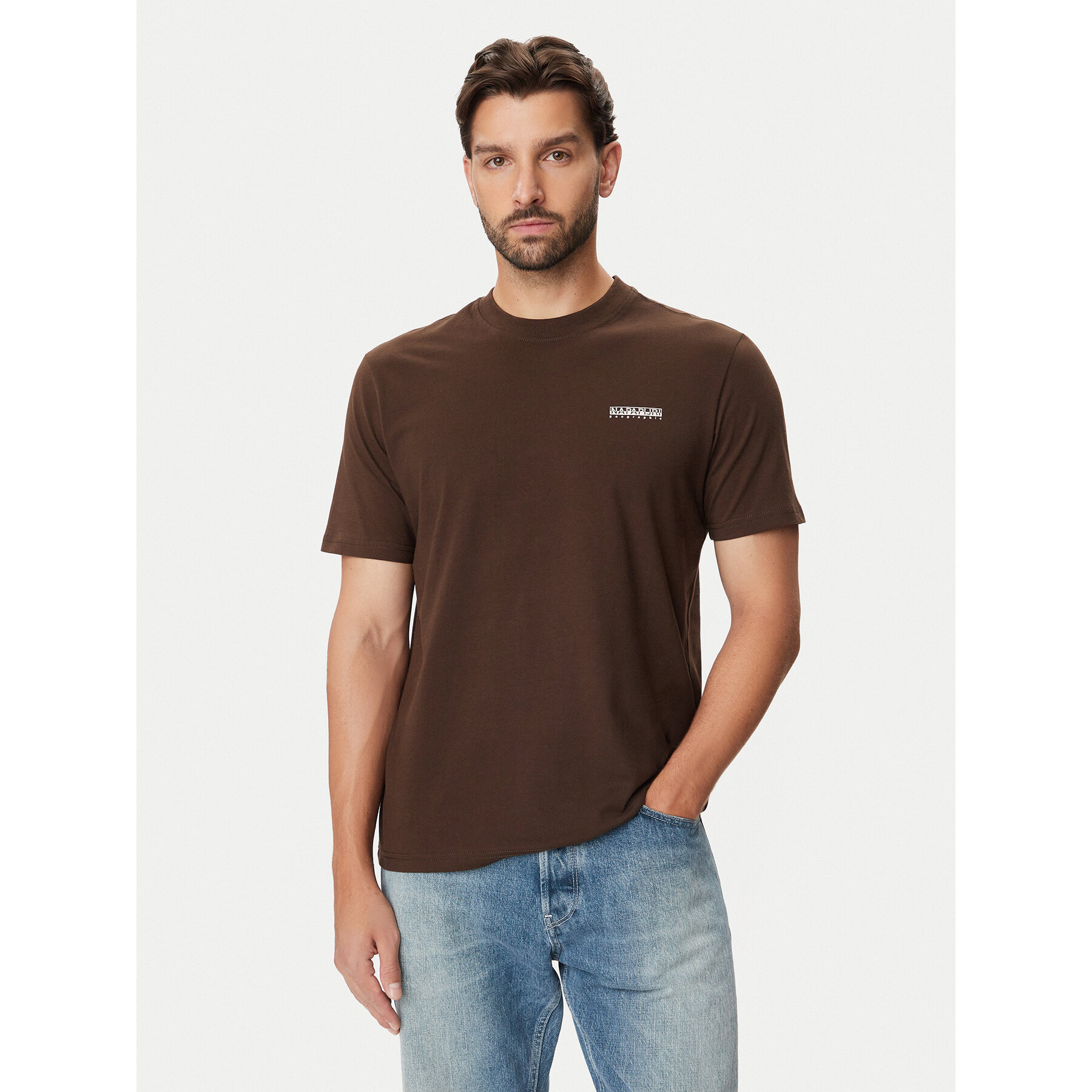 Napapijri T-Shirt NP0A88TR Dunkelbraun Regular Fit
